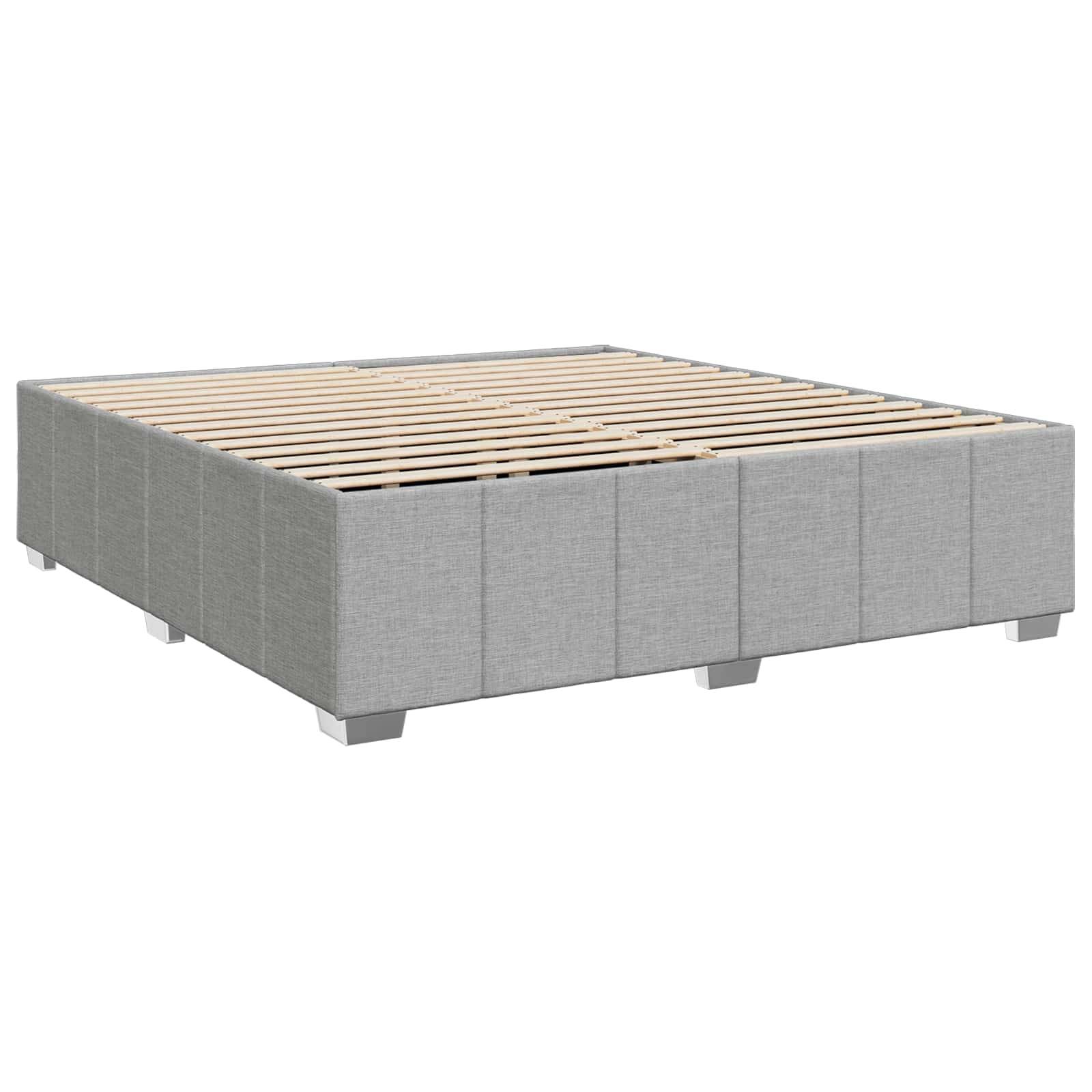 vidaXL Boxspringbett mit Matratze Hellgrau 200 x 200 cm Stoff