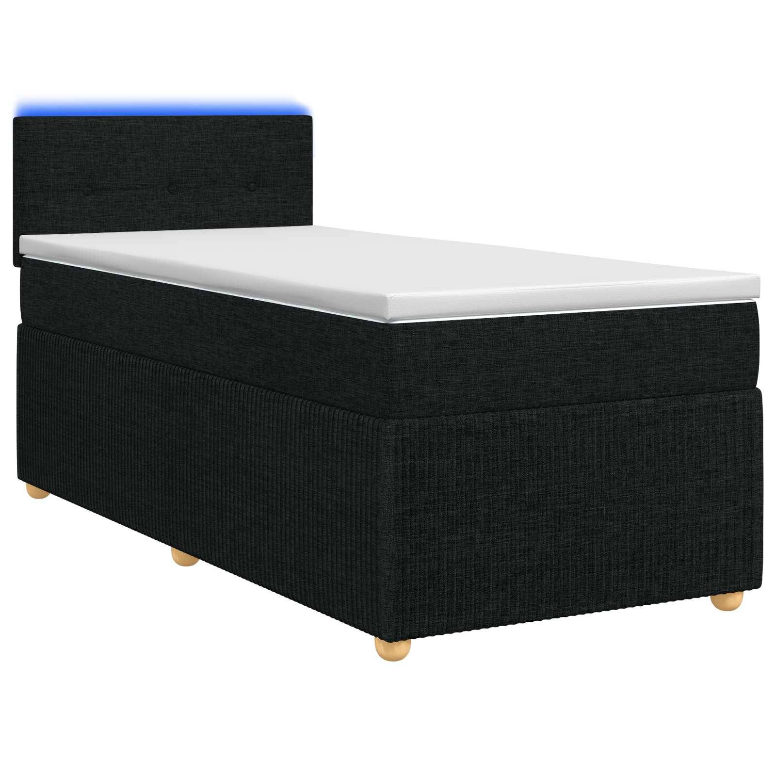 vidaXL Boxspringbett mit Matratze Schwarz 90 x 190 cm Stoff