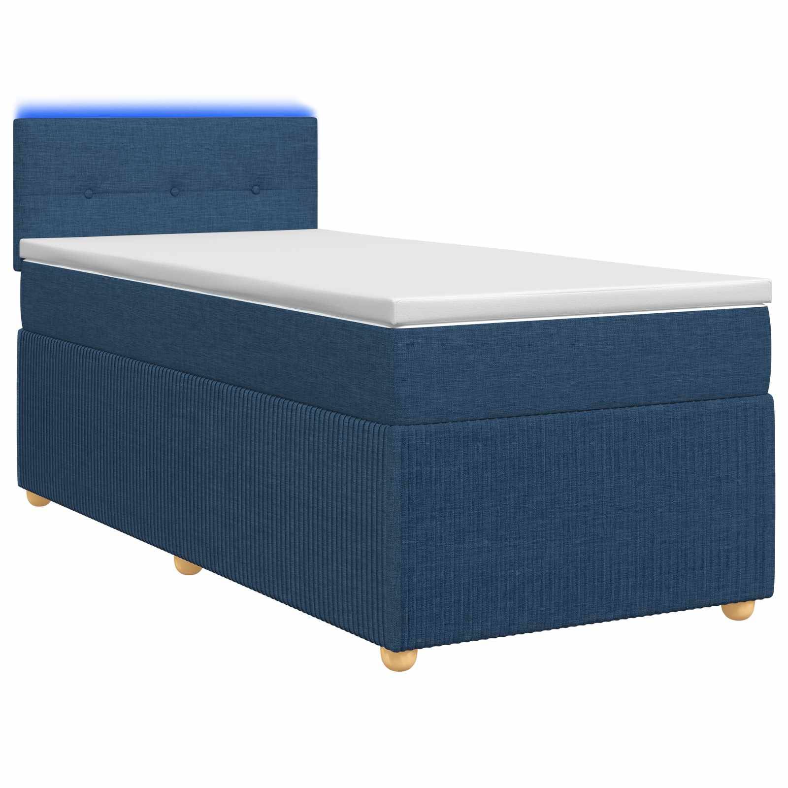 vidaXL Boxspringbett mit Matratze mit Kopfteil Blau 90 x 200 cm Stoff