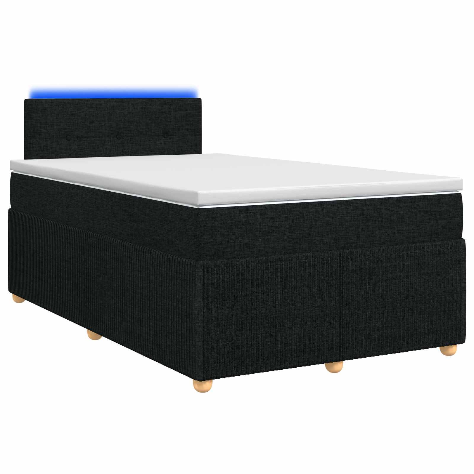 vidaXL Boxspringbett mit Matratze Schwarz 120 x 190 cm Stoff
