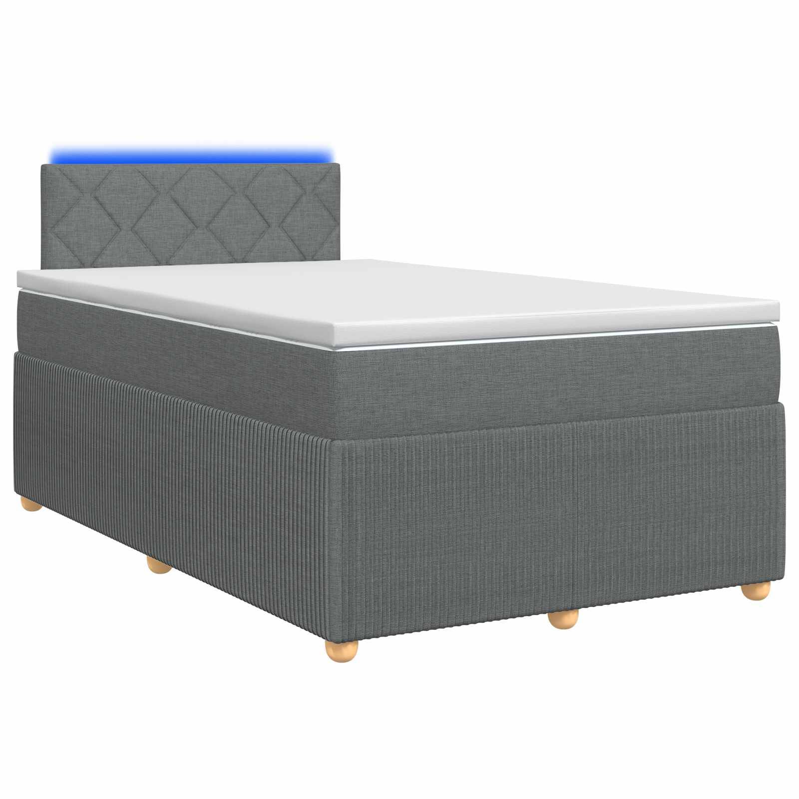 vidaXL Boxspringbett mit Matratze Dunkelgrau 120 x 190 cm Stoff