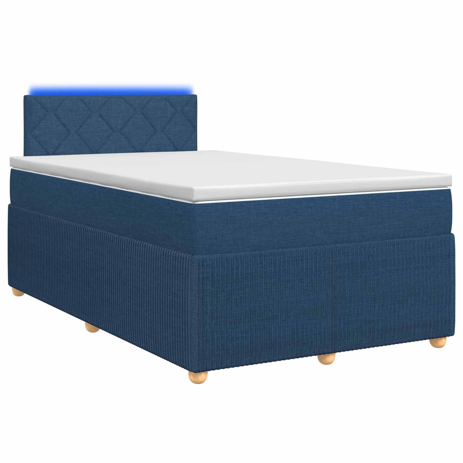 vidaXL Boxspringbett mit Matratze mit Kopfteil Blau 120 x 190 cm Stoff