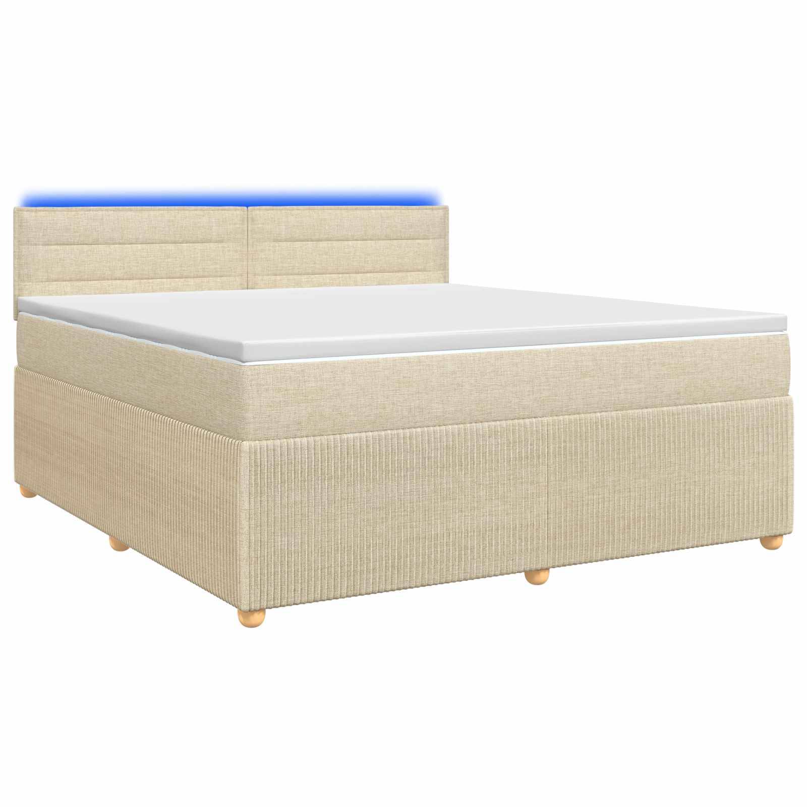 vidaXL Boxspringbett mit Matratze Creme 140 x 190 cm Stoff