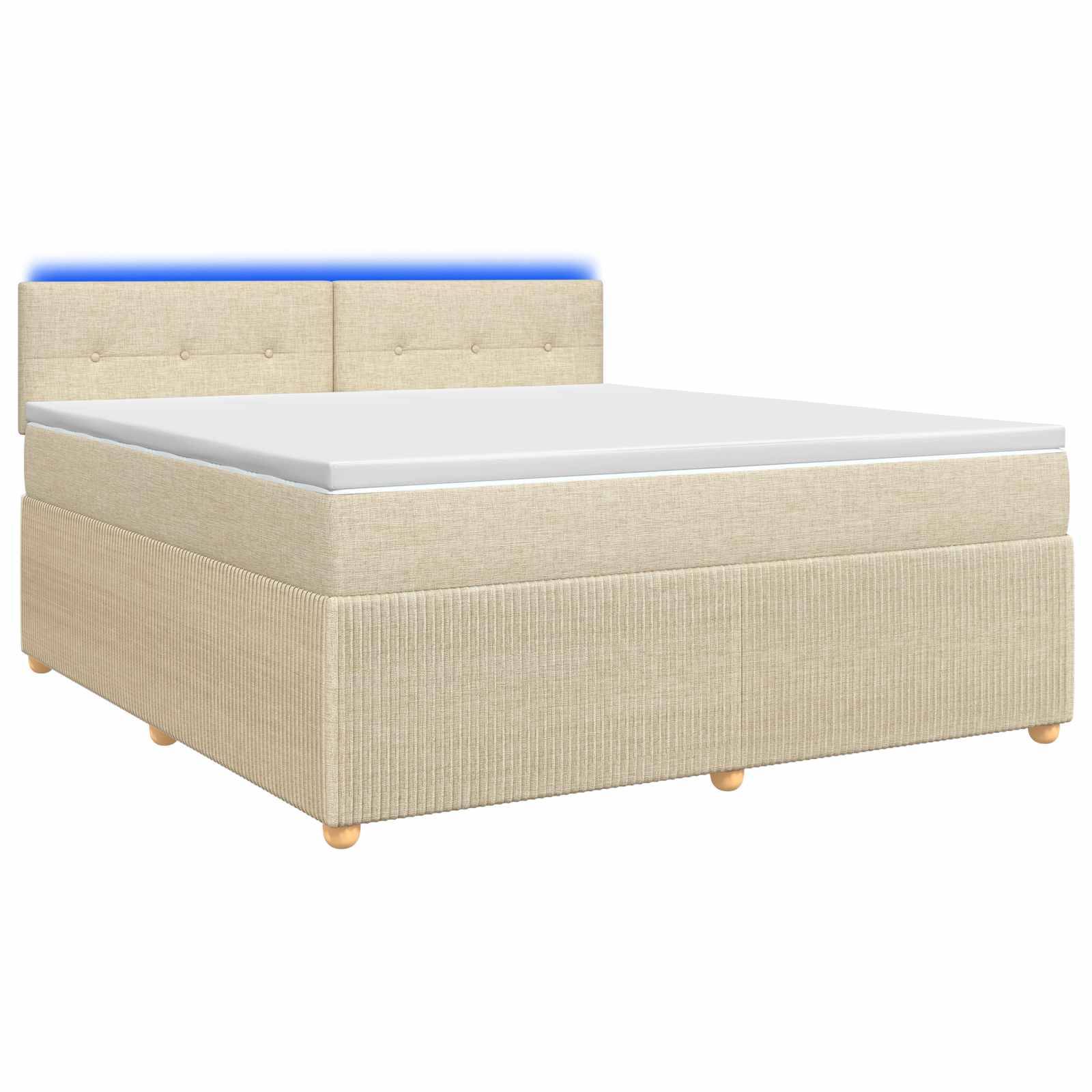 vidaXL Boxspringbett mit Matratze Creme 180 x 200 cm Stoff