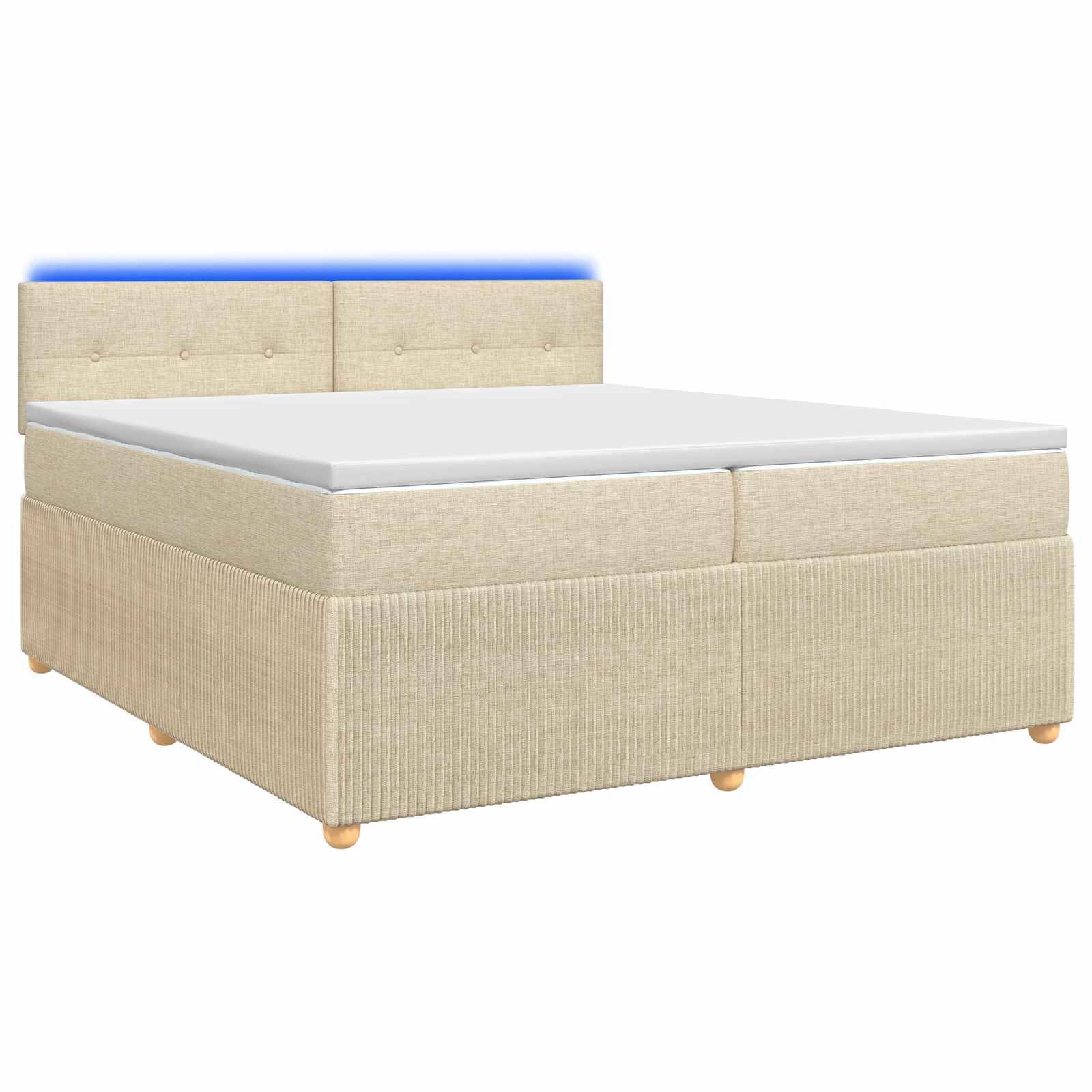 vidaXL Boxspringbett mit Matratze Creme 200 x 200 cm Stoff