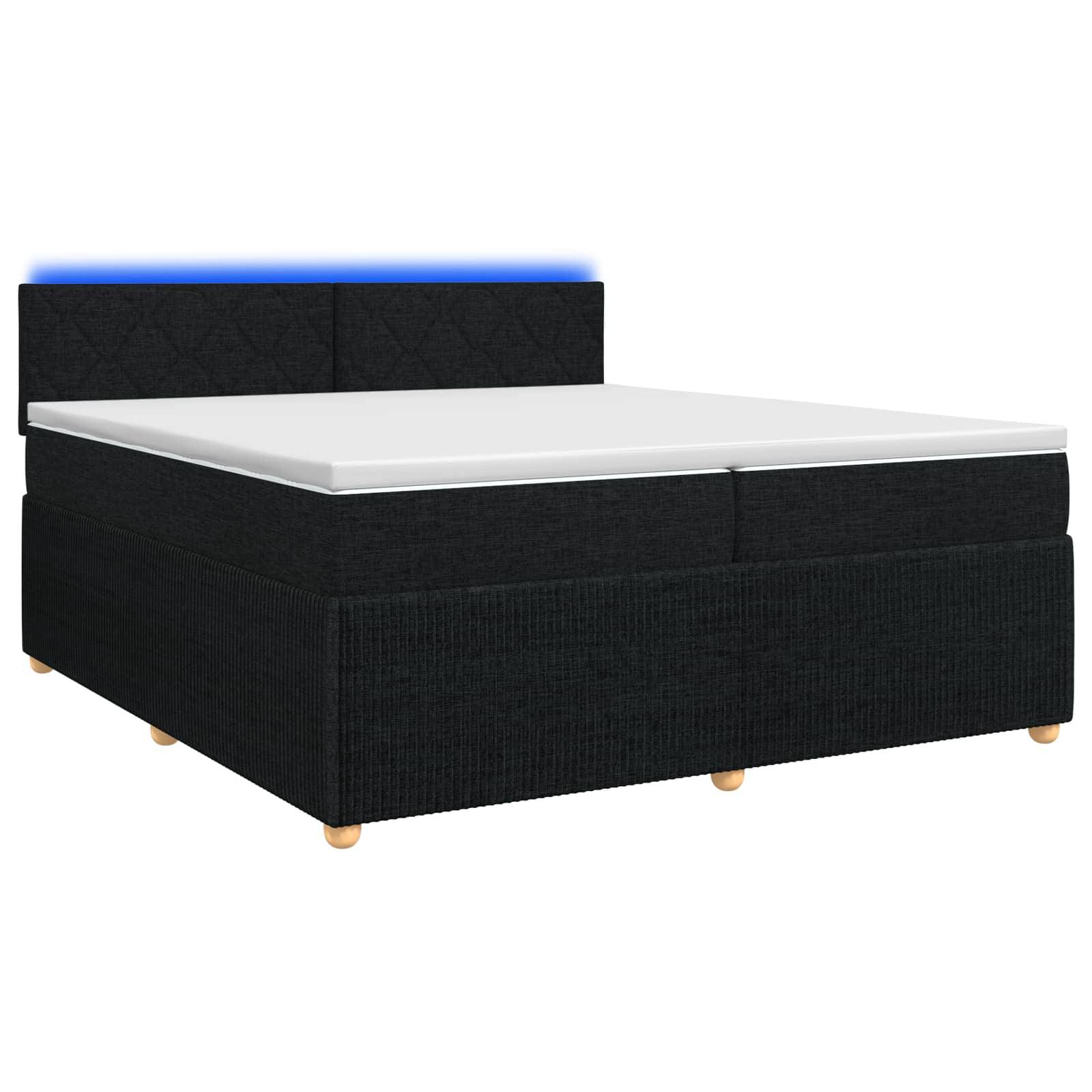 vidaXL Boxspringbett mit Matratze Schwarz 200 x 200 cm Stoff