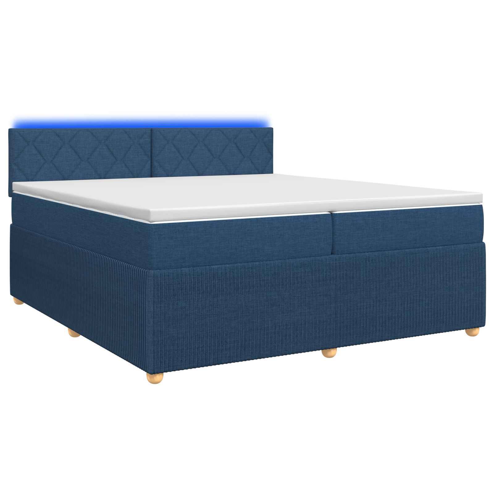 vidaXL Boxspringbett mit Matratze mit Kopfteil Blau 200 x 200 cm Stoff