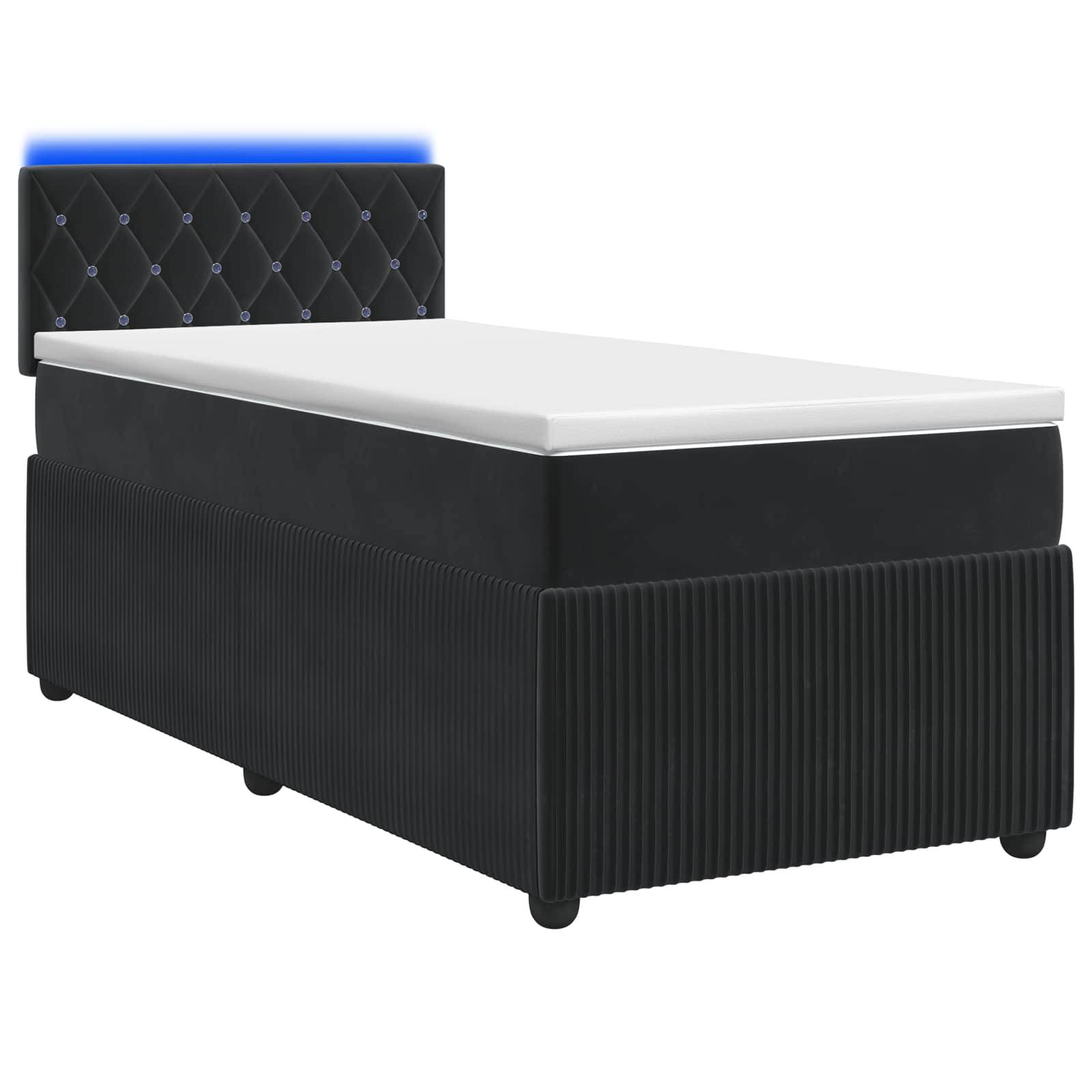 vidaXL Boxspringbett mit Matratze Schwarz 80 x 200 cm Samt