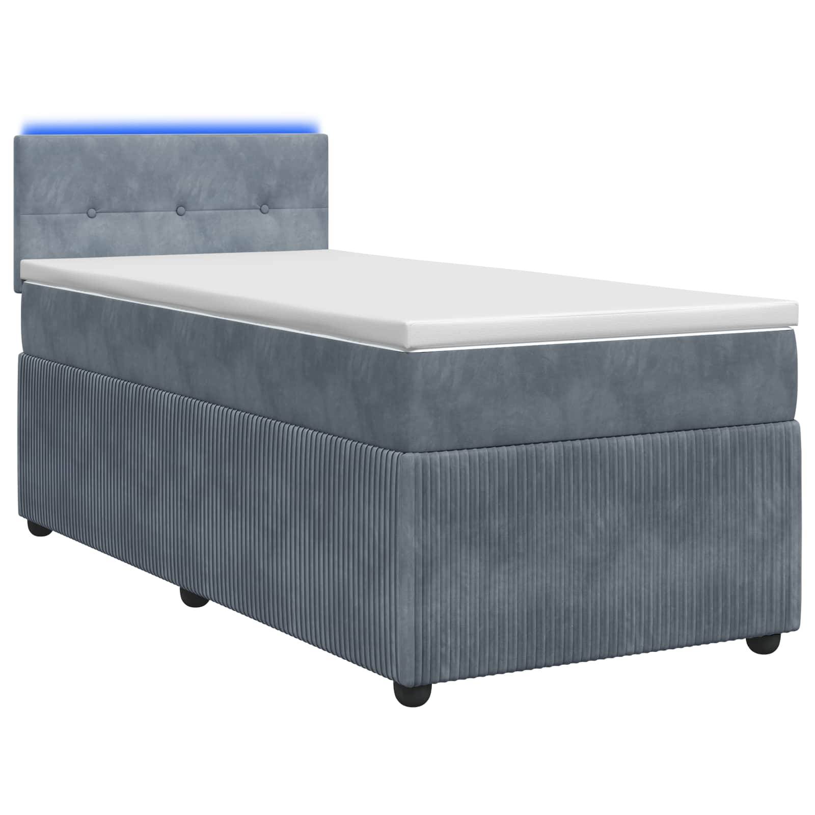 vidaXL Boxspringbett mit Matratze Dunkelgrau 100 x 200 cm Samt