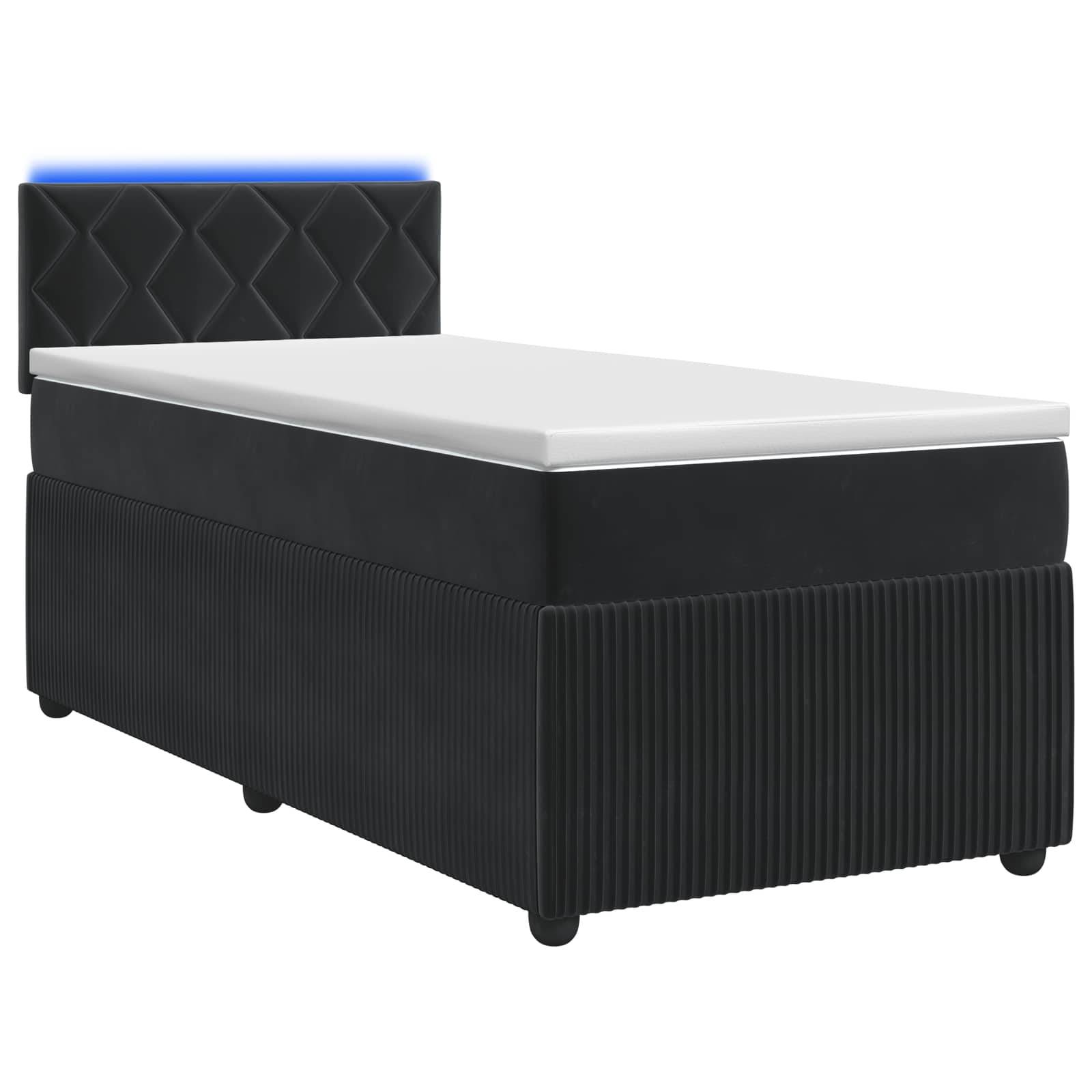 vidaXL Boxspringbett mit Matratze Schwarz 90 x 190 cm Samt