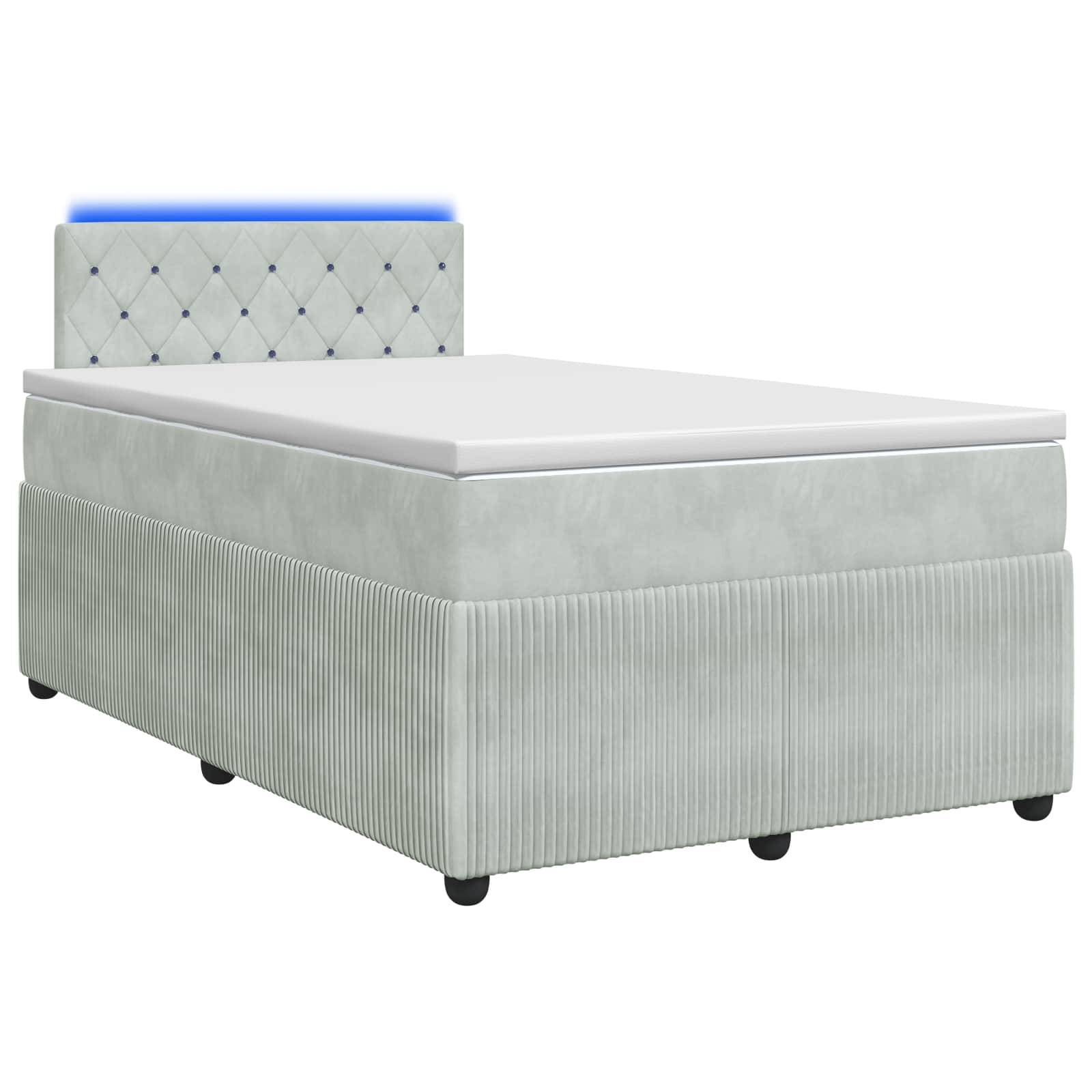 vidaXL Boxspringbett mit Matratze Hellgrau 120 x 190 cm Samt