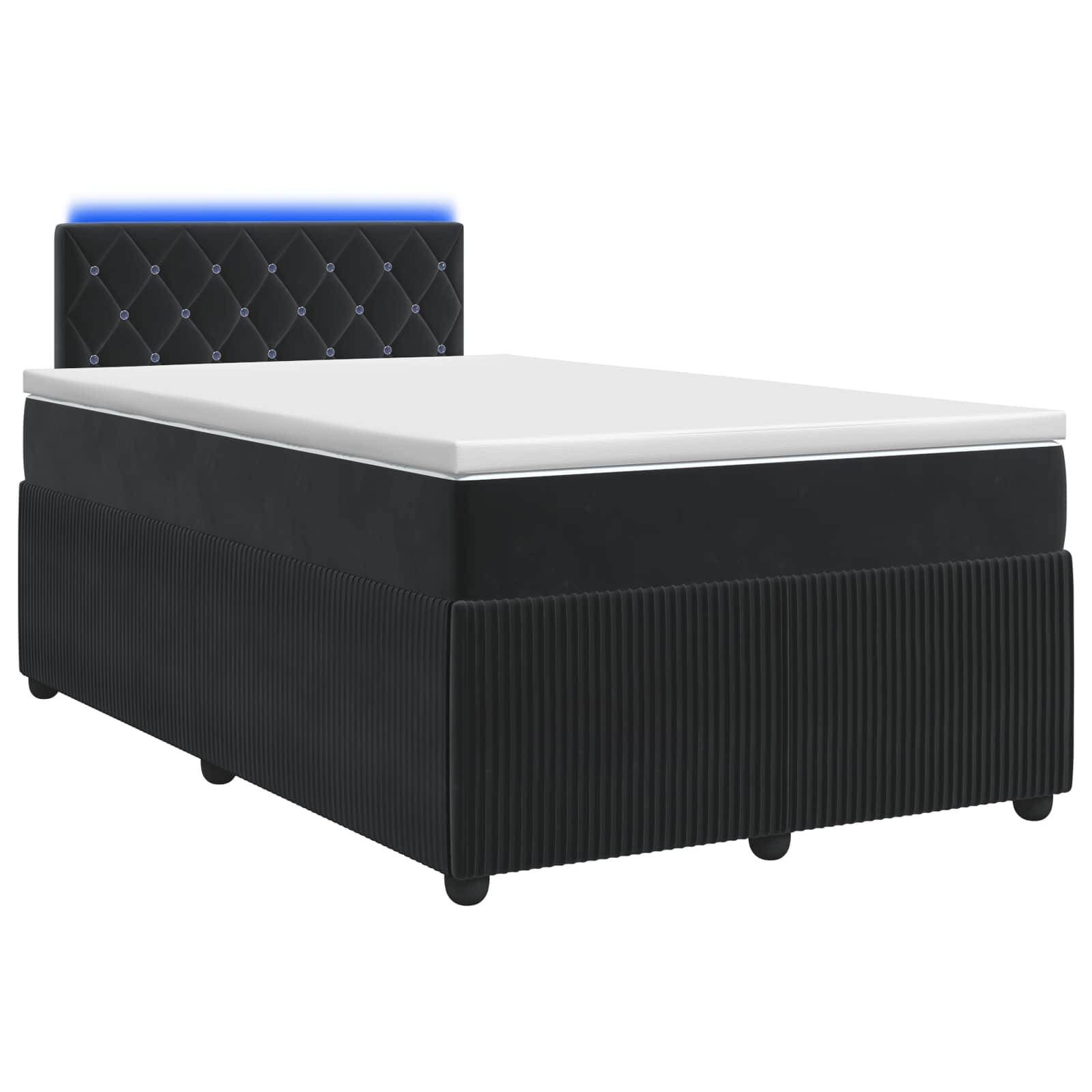 vidaXL Boxspringbett mit Matratze Schwarz 120 x 190 cm Samt