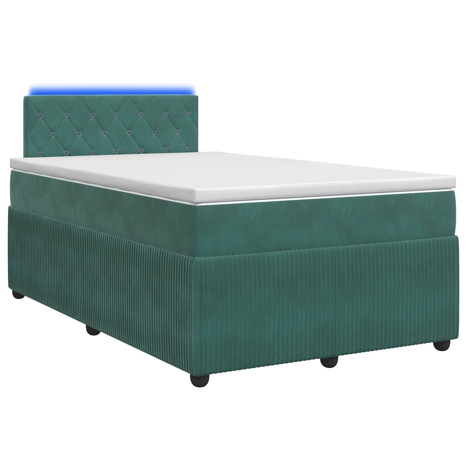 vidaXL Boxspringbett mit Matratze Dunkelgrün 120 x 200 cm Samt