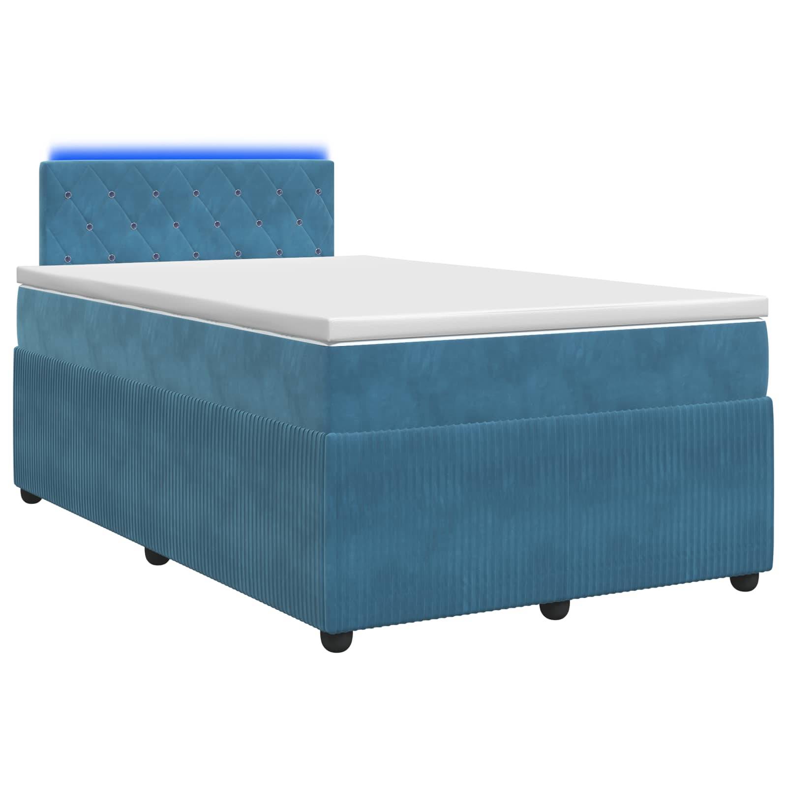 vidaXL Boxspringbett mit Matratze mit Kopfteil Blau 120 x 200 cm Samt