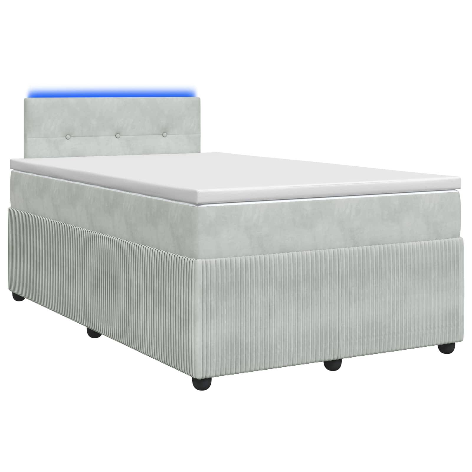 vidaXL Boxspringbett mit Matratze Hellgrau 120 x 200 cm Samt