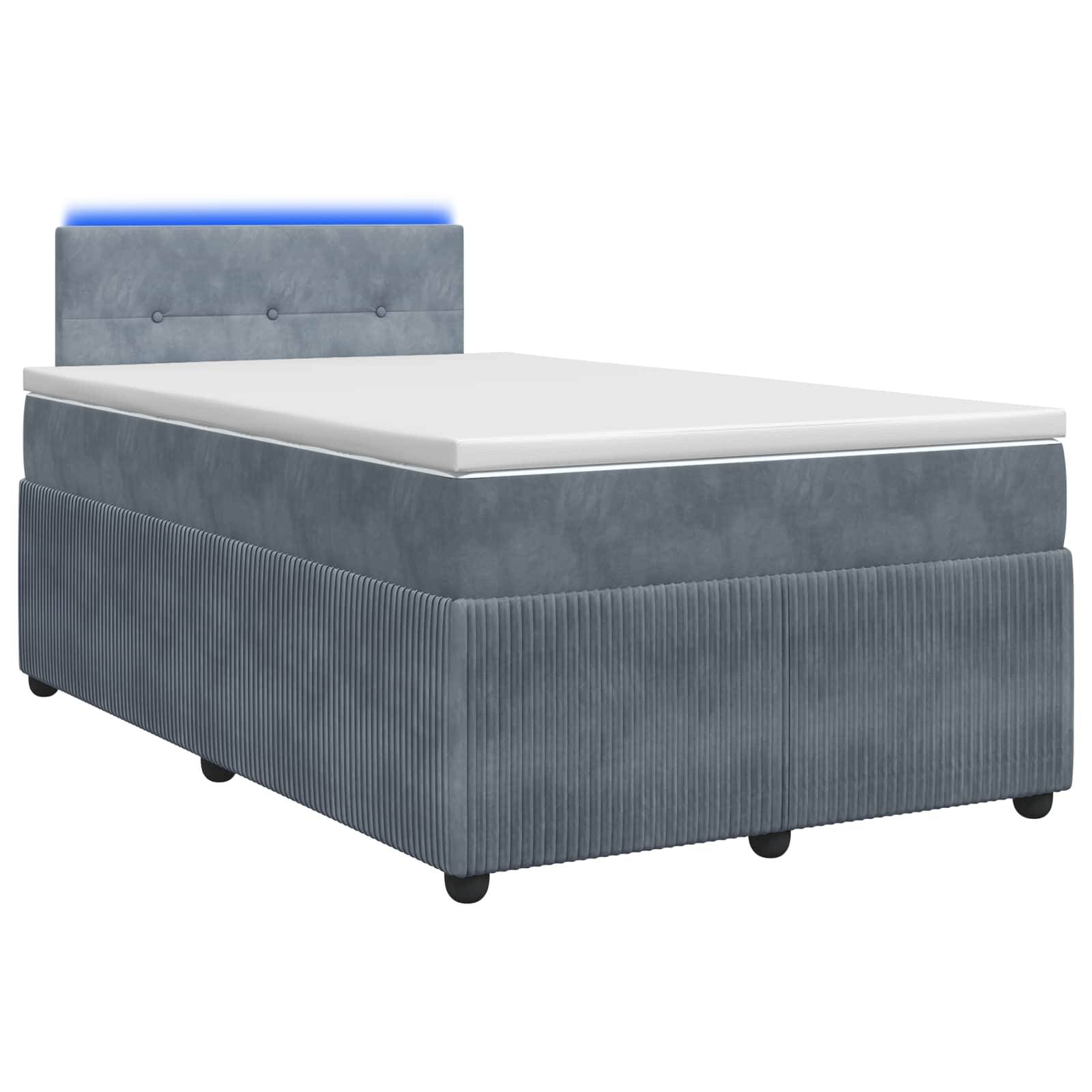 vidaXL Boxspringbett mit Matratze Dunkelgrau 120 x 190 cm Samt