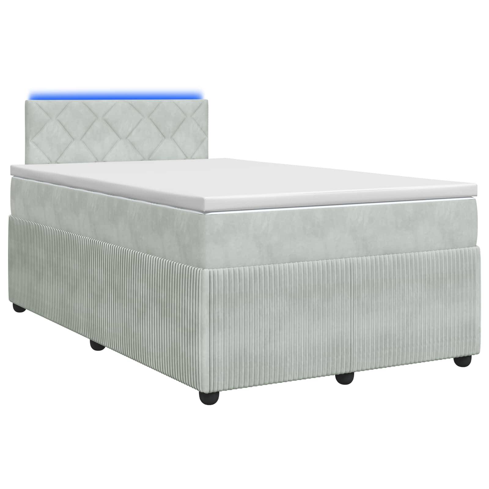 vidaXL Boxspringbett mit Matratze Hellgrau 120 x 190 cm Samt