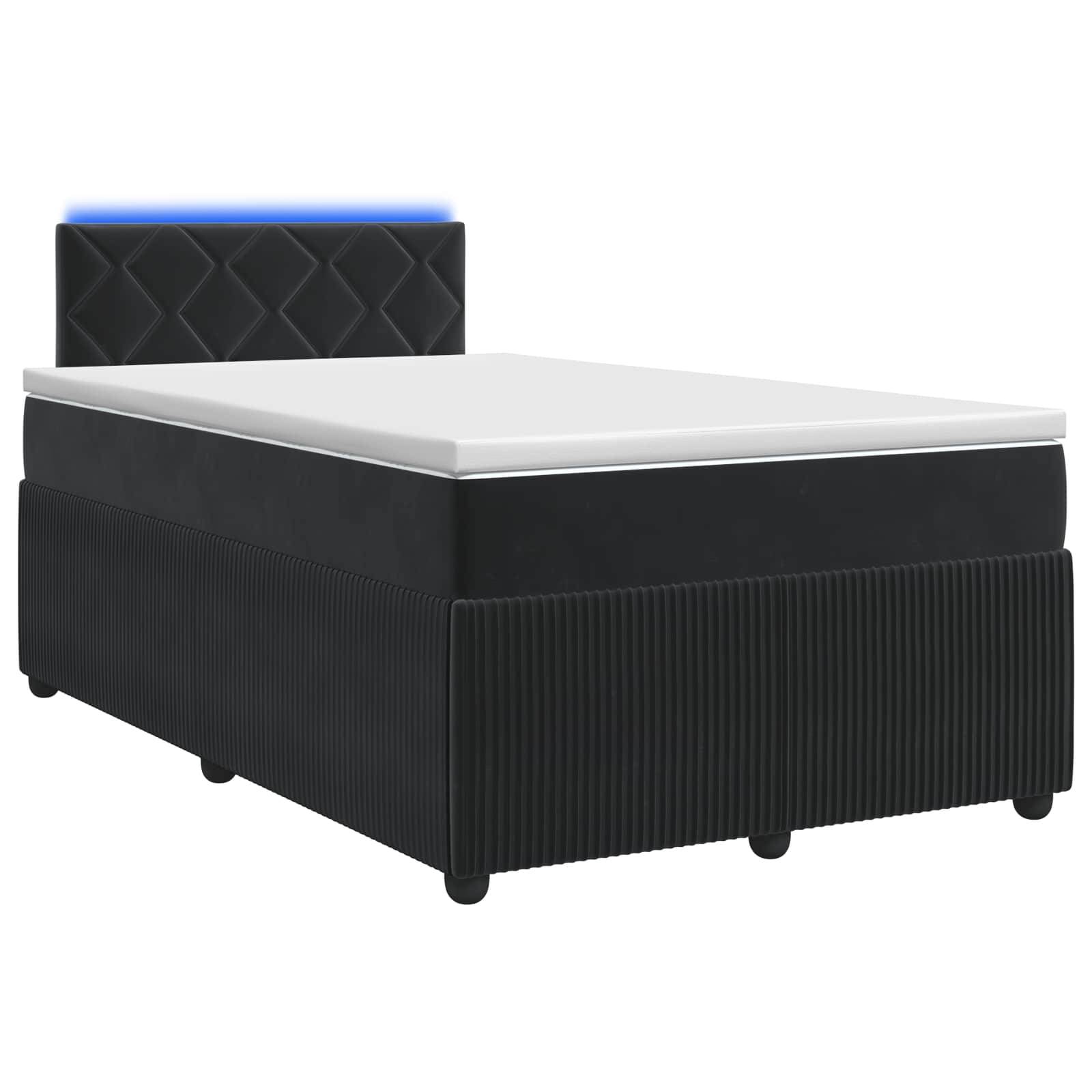 vidaXL Boxspringbett mit Matratze Schwarz 120 x 200 cm Samt