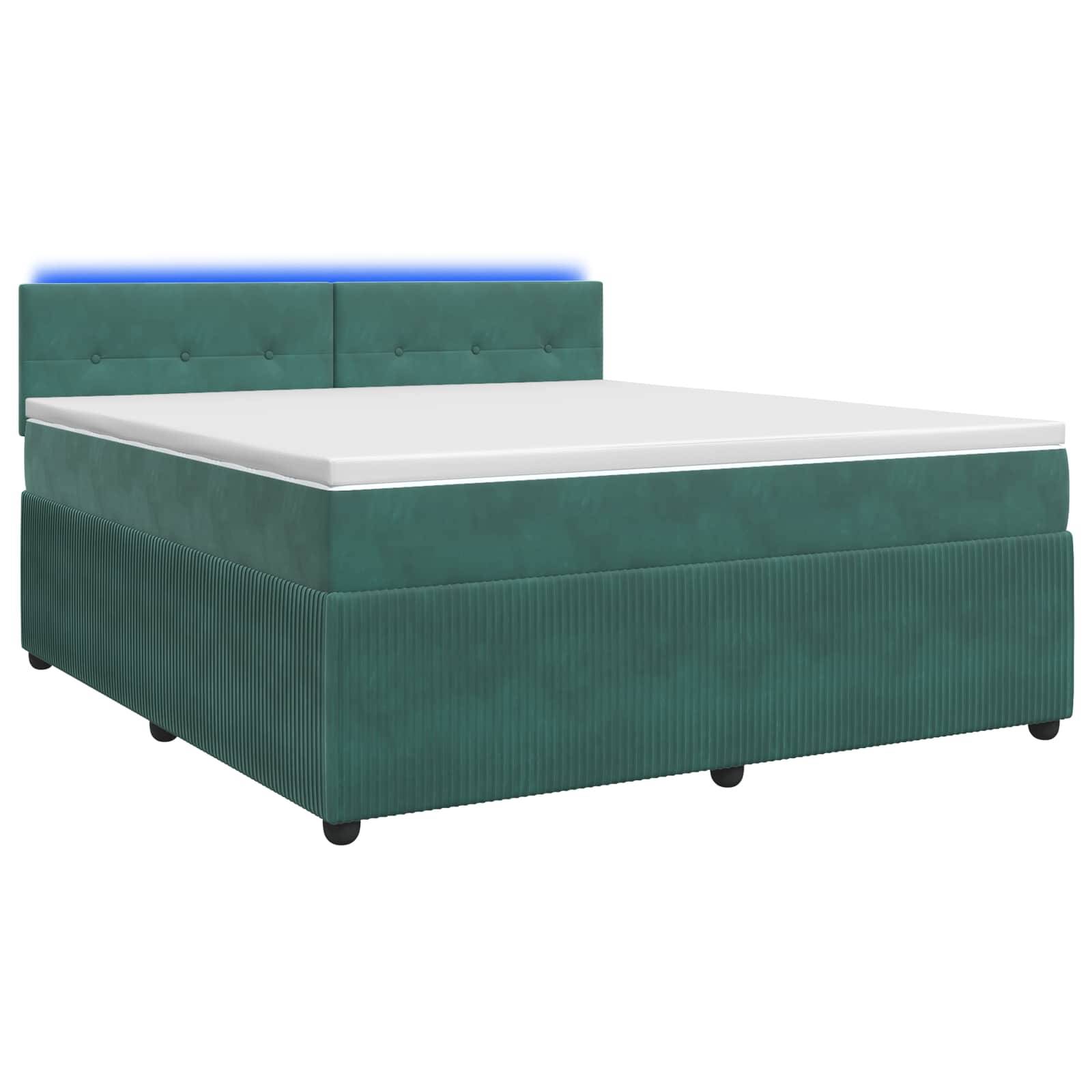 vidaXL Boxspringbett mit Matratze Dunkelgrün 140 x 190 cm Samt