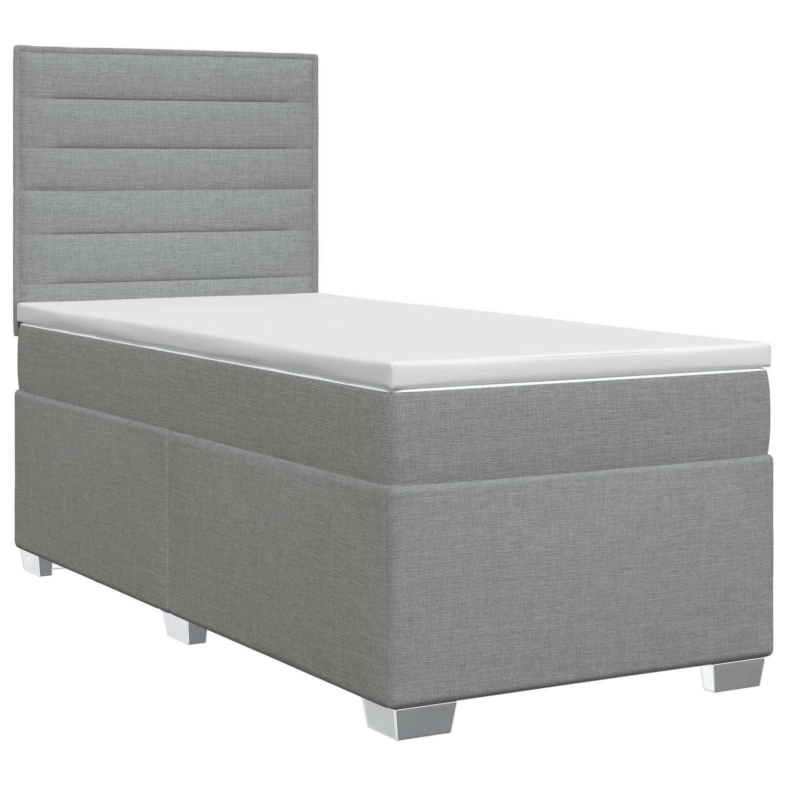vidaXL Boxspringbett mit Matratze Hellgrau 100 x 200 cm Stoff