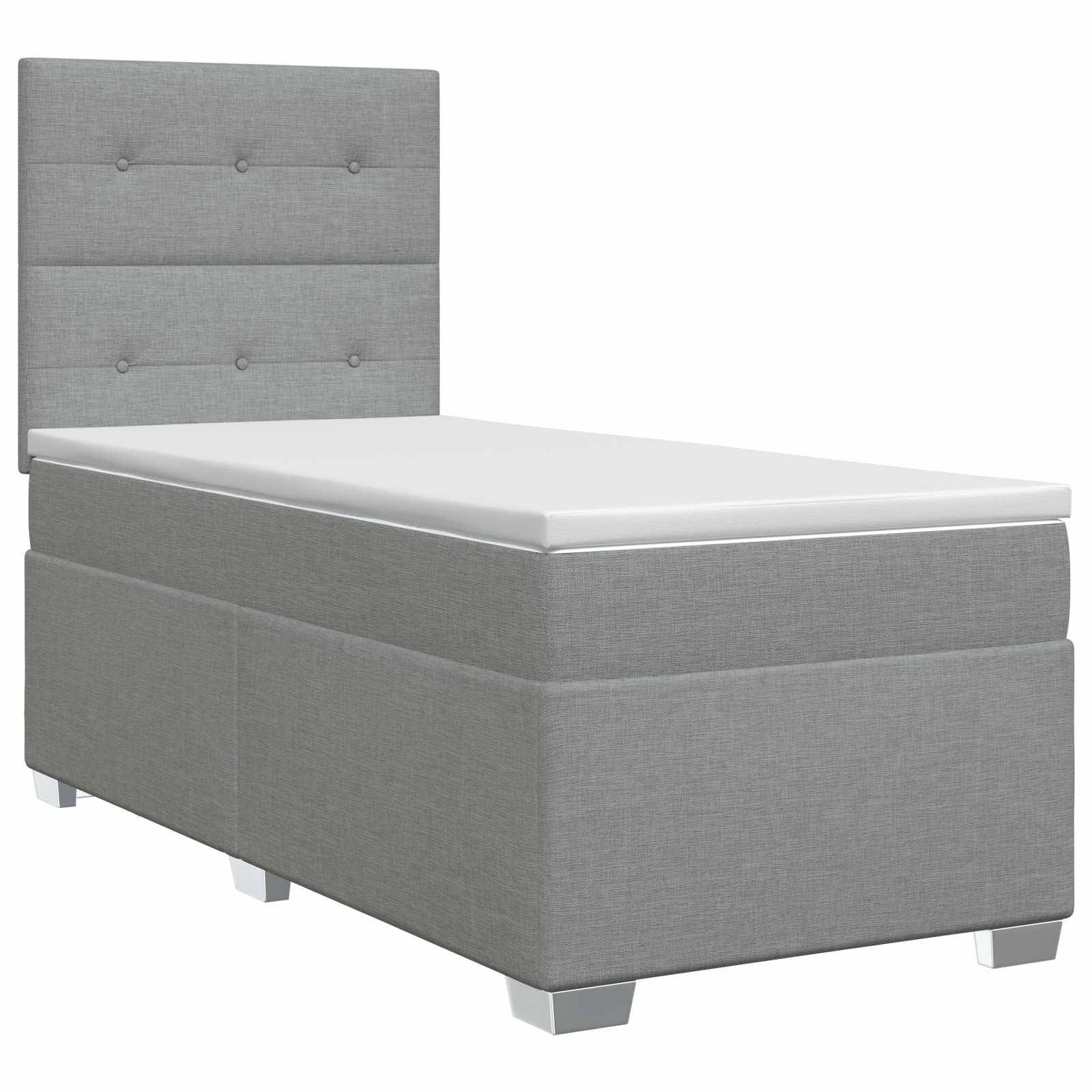 vidaXL Boxspringbett mit Matratze Hellgrau 90 x 200 cm Stoff