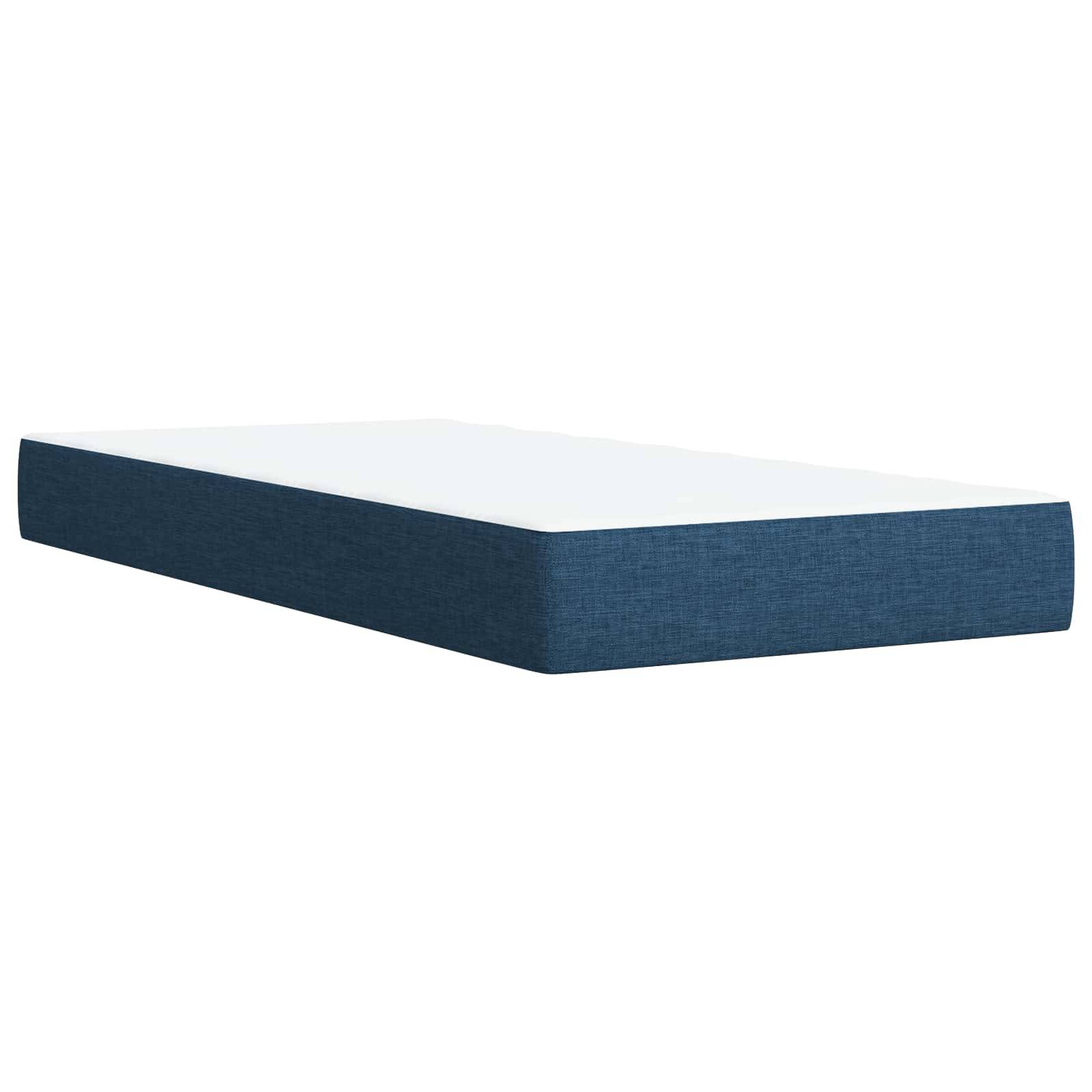 vidaXL Boxspringbett mit Matratze mit Kopfteil Blau 100 x 200 cm Stoff