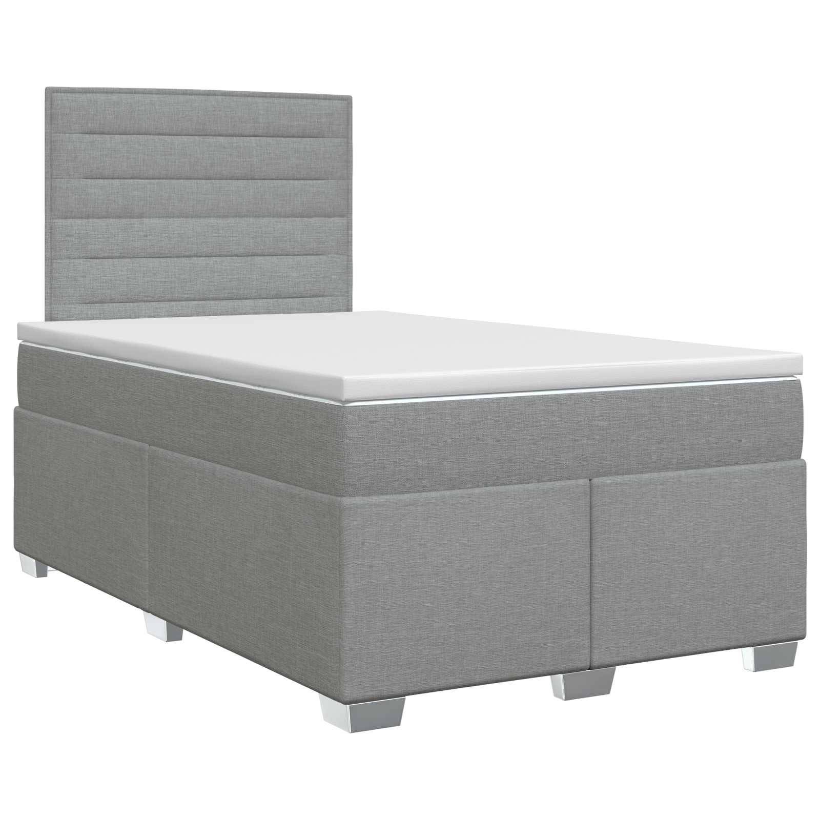 vidaXL Boxspringbett mit Matratze Hellgrau 120 x 200 cm Stoff