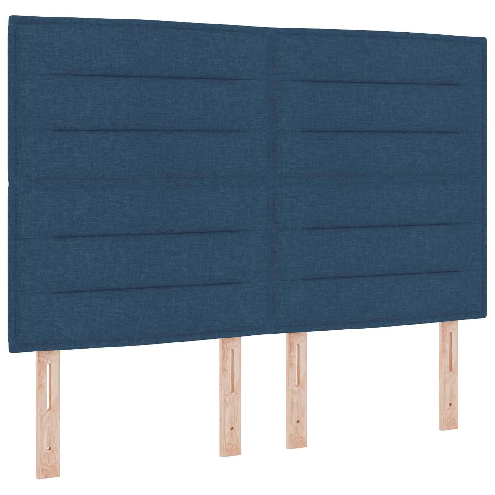 vidaXL Boxspringbett mit Matratze mit Kopfteil Blau 140 x 200 cm Stoff