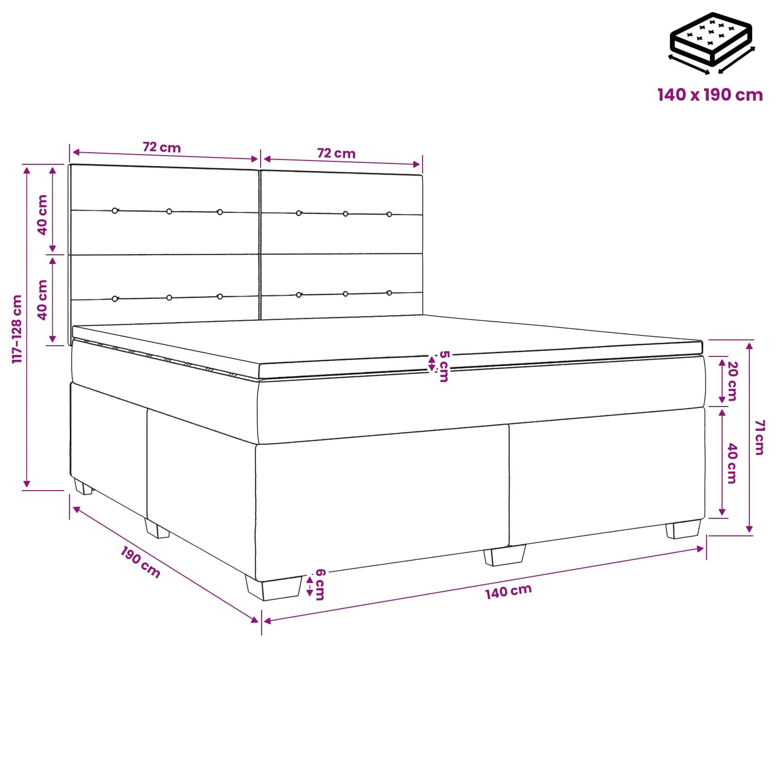 vidaXL Boxspringbett mit Matratze mit Kopfteil Blau 140 x 190 cm Stoff