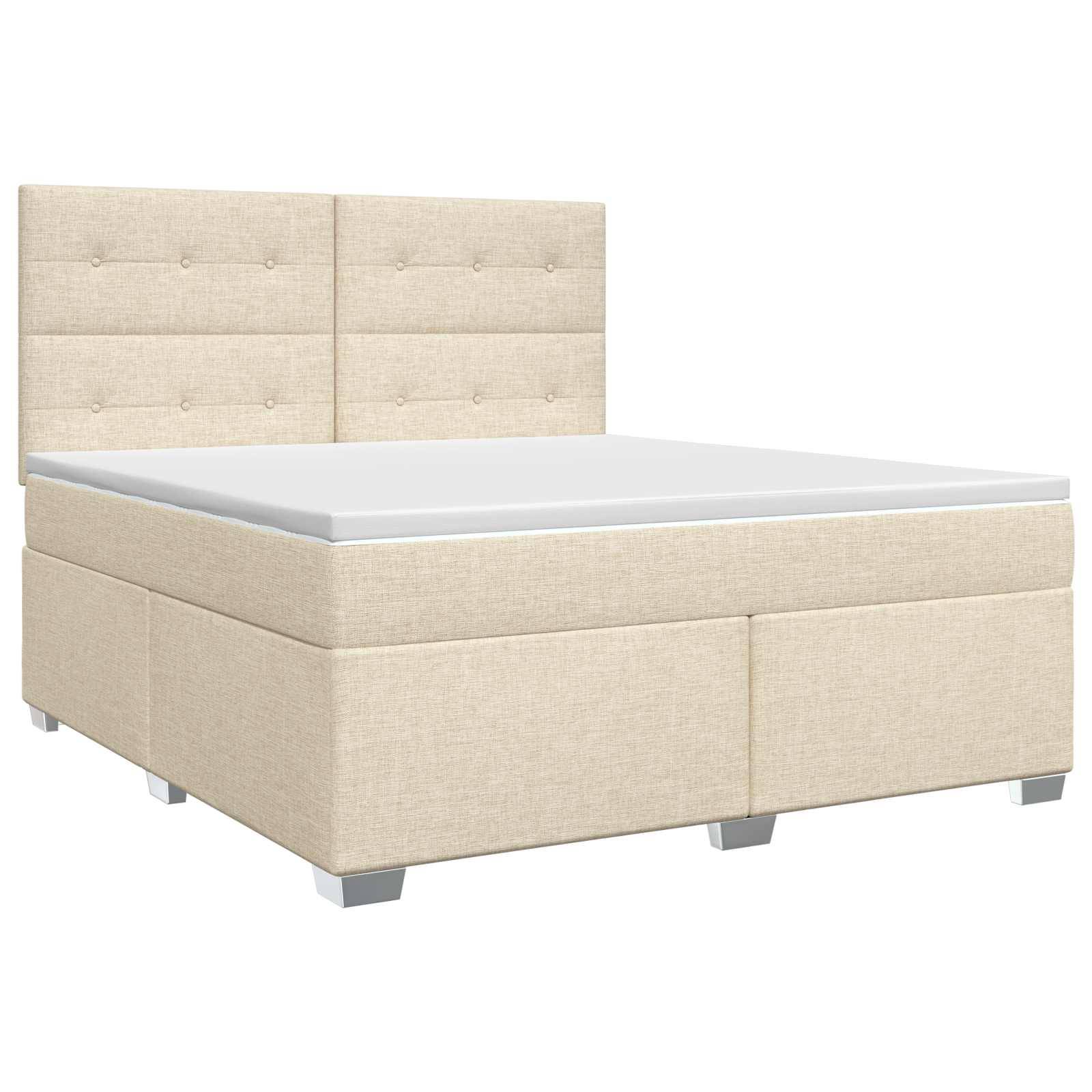 vidaXL Boxspringbett mit Matratze Creme 180 x 200 cm Stoff