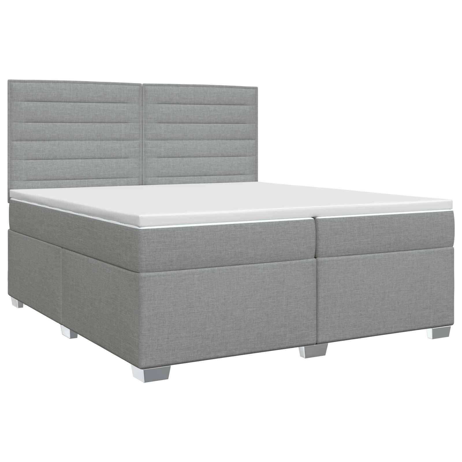 vidaXL Boxspringbett mit Matratze Hellgrau 200 x 200 cm Stoff