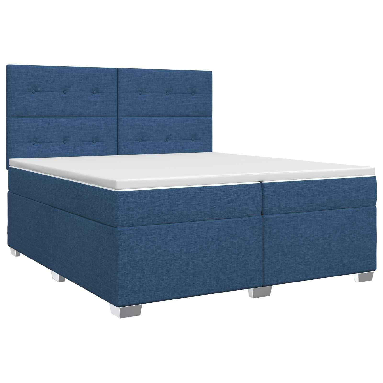 vidaXL Boxspringbett mit Matratze mit Kopfteil Blau 200 x 200 cm Stoff