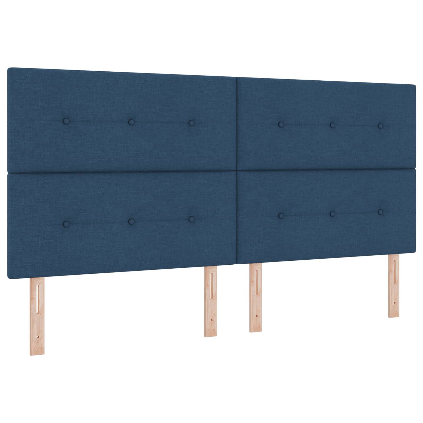 vidaXL Boxspringbett mit Matratze mit Kopfteil Blau 200 x 200 cm Stoff