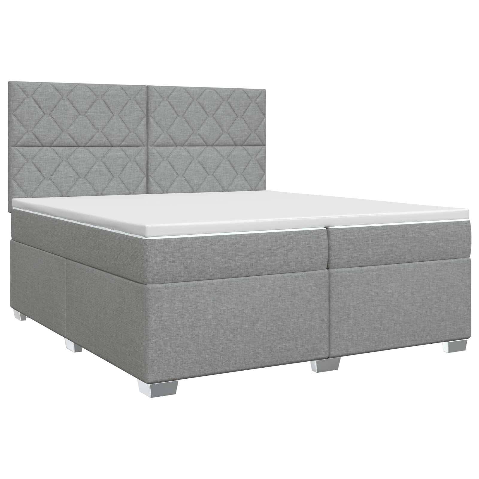 vidaXL Boxspringbett mit Matratze Hellgrau 200 x 200 cm Stoff