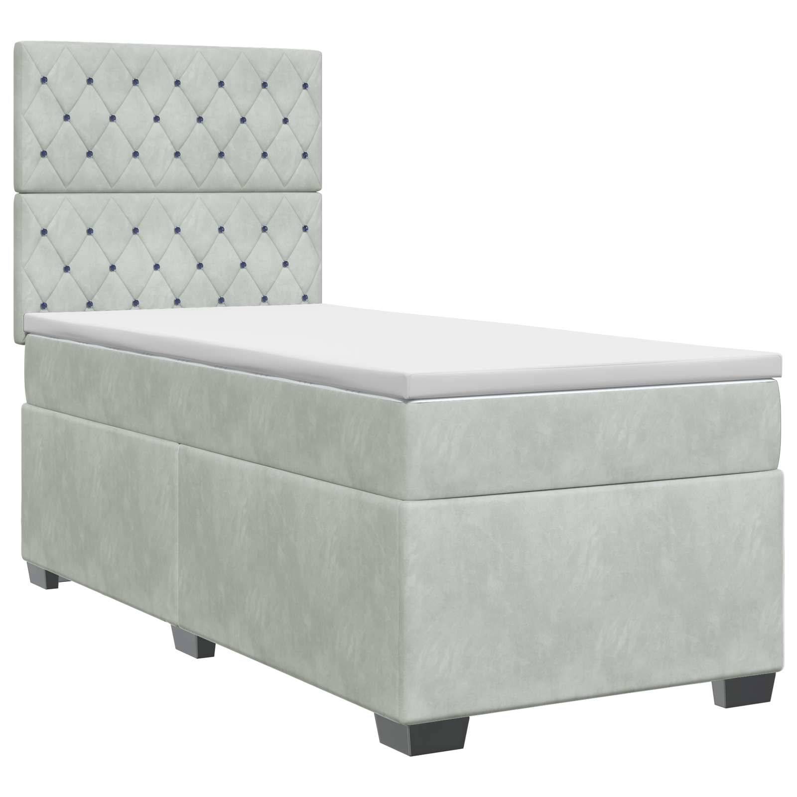 vidaXL Boxspringbett mit Matratze Hellgrau 80 x 200 cm Samt