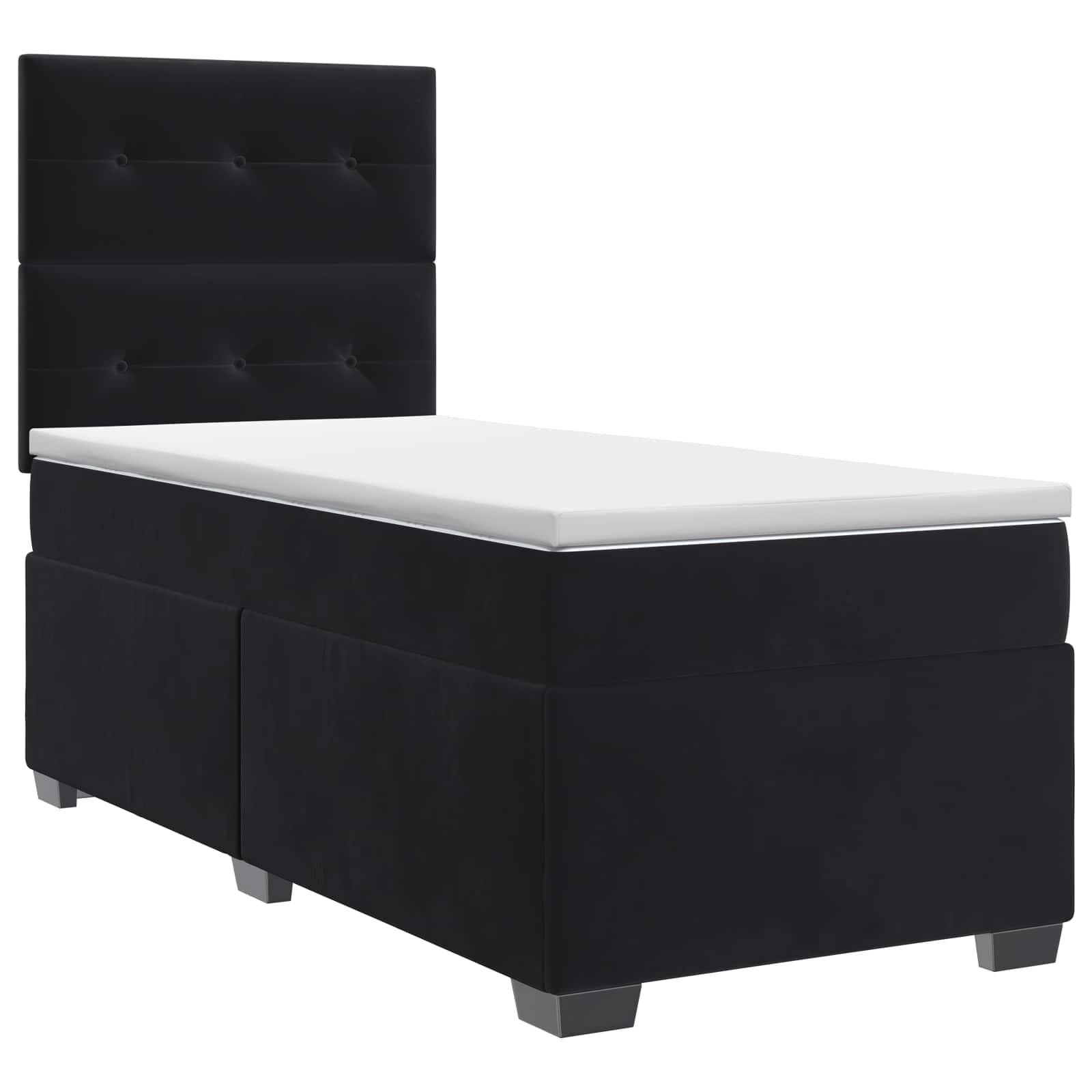 vidaXL Boxspringbett mit Matratze Schwarz 100 x 200 cm Samt
