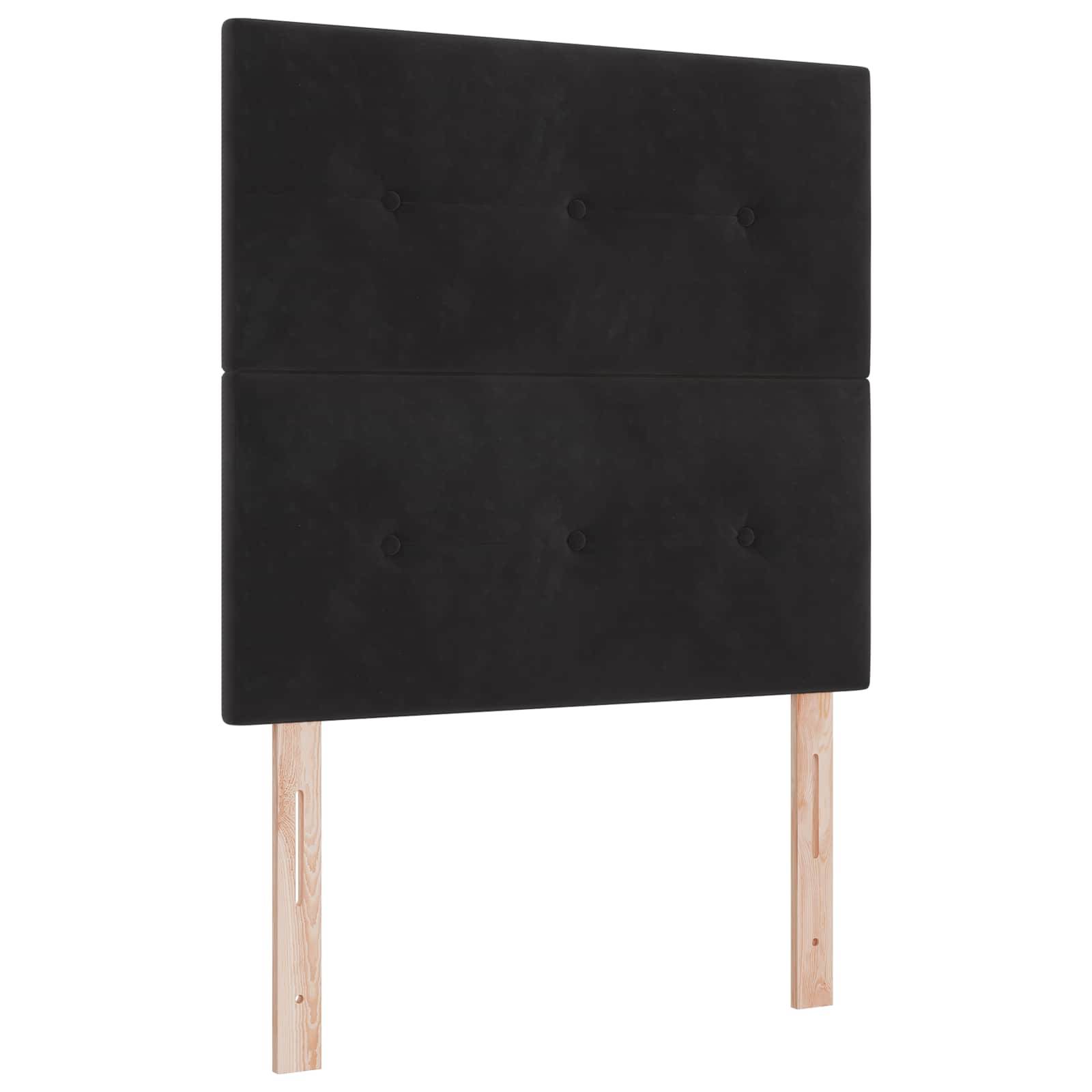 vidaXL LED Boxspringbett mit Matratze Schwarz 90 x 200 cm Samt