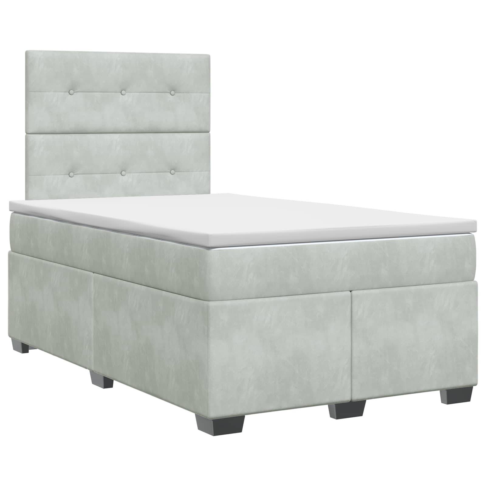 vidaXL Boxspringbett mit Matratze Hellgrau 120 x 190 cm Samt