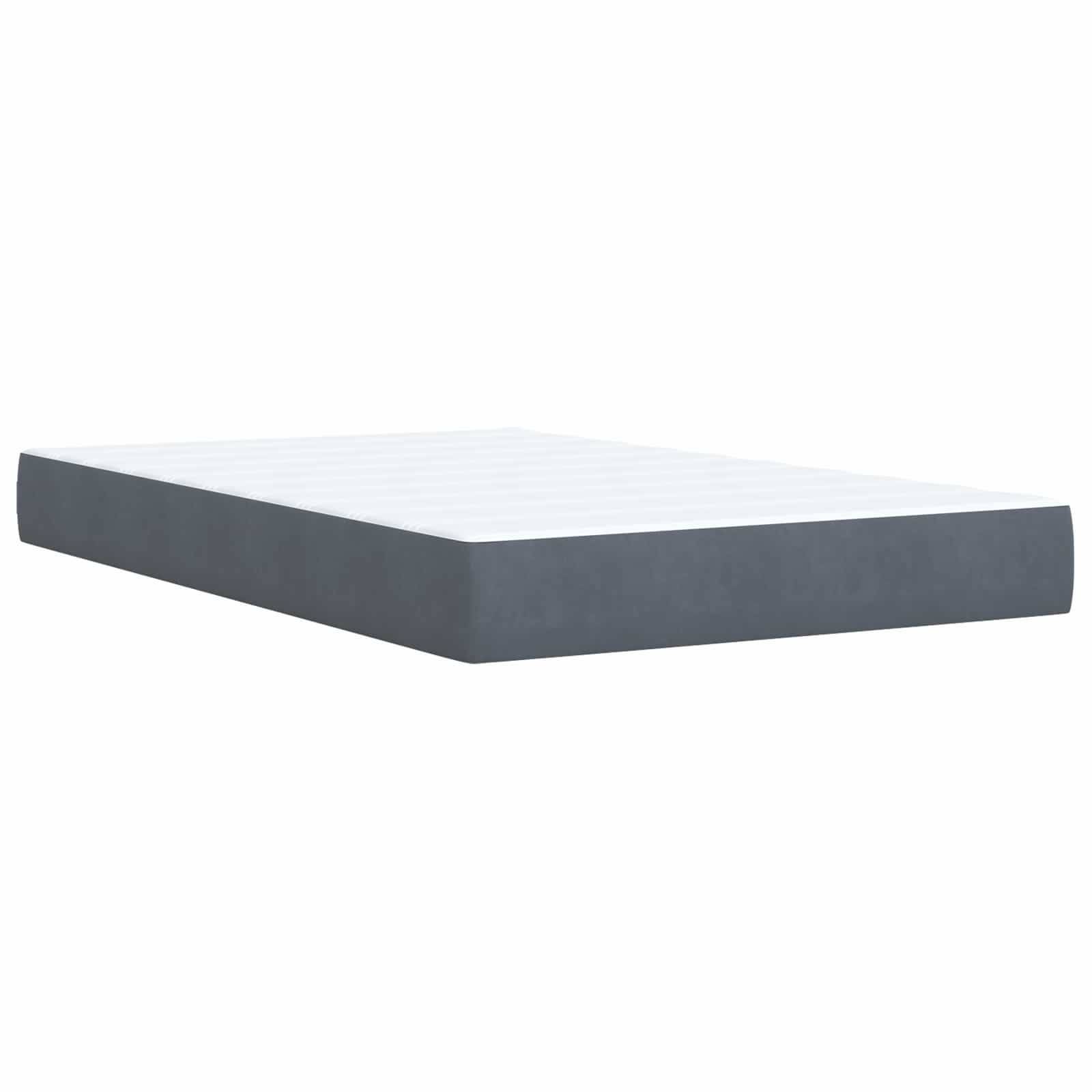 vidaXL Boxspringbett mit Matratze Dunkelgrau 120 x 190 cm Samt