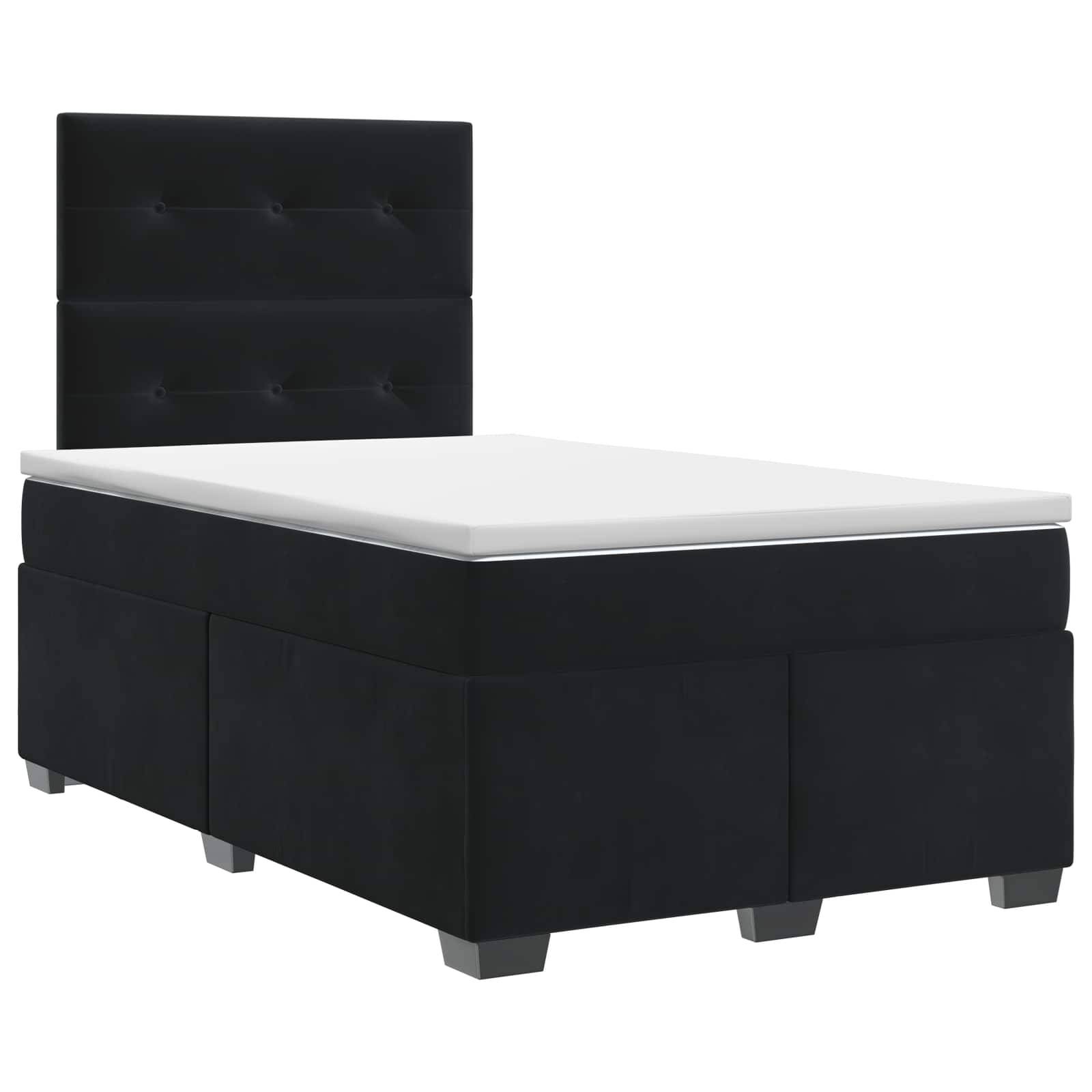 vidaXL Boxspringbett mit Matratze Schwarz 120 x 190 cm Samt