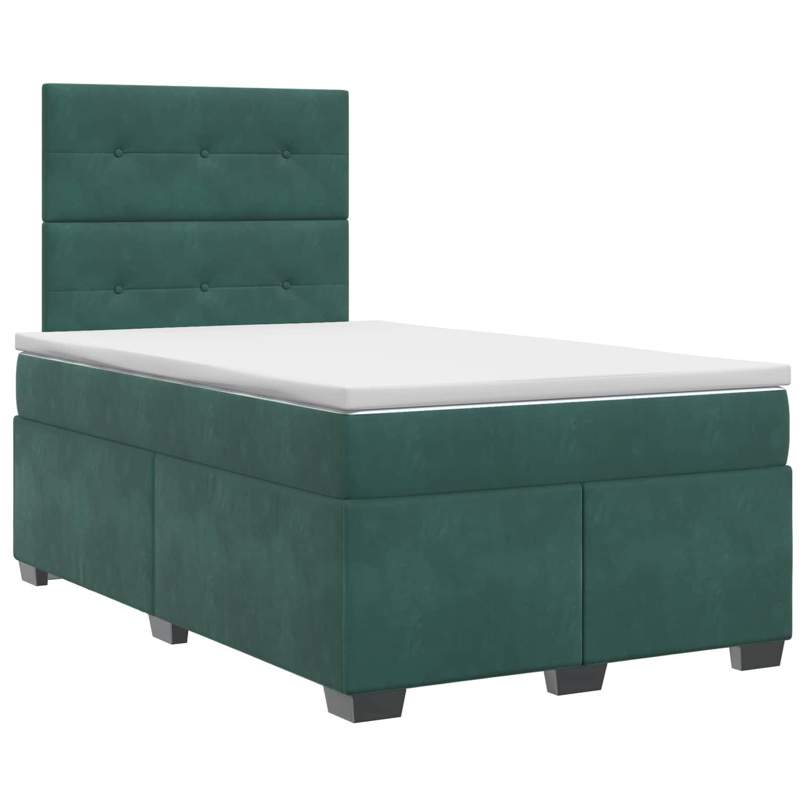 vidaXL Boxspringbett mit Matratze Dunkelgrün 120 x 190 cm Samt