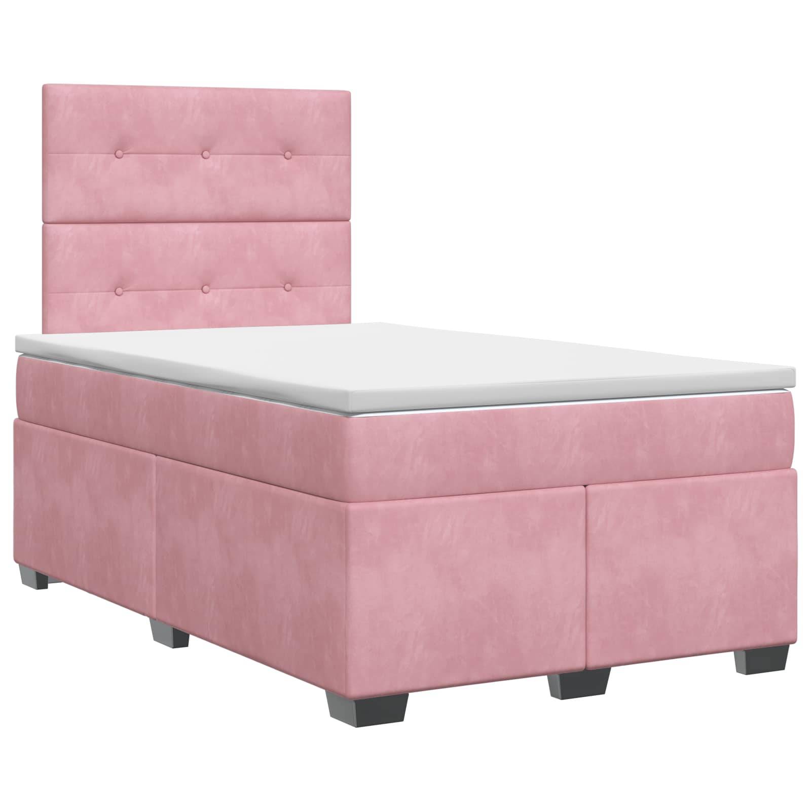 vidaXL Boxspringbett mit Matratze mit Kopfteil Rosa 120 x 190 cm Samt