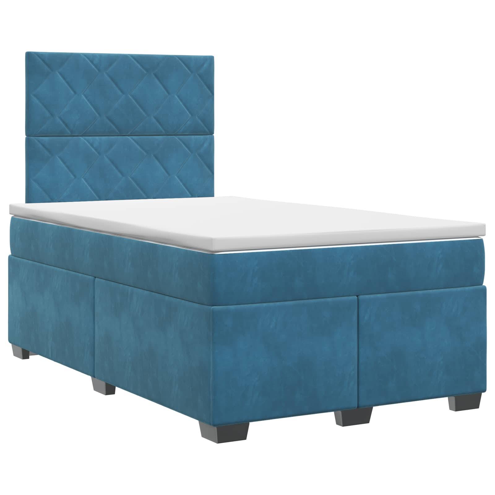 vidaXL Boxspringbett mit Matratze mit Kopfteil Blau 120 x 200 cm Samt