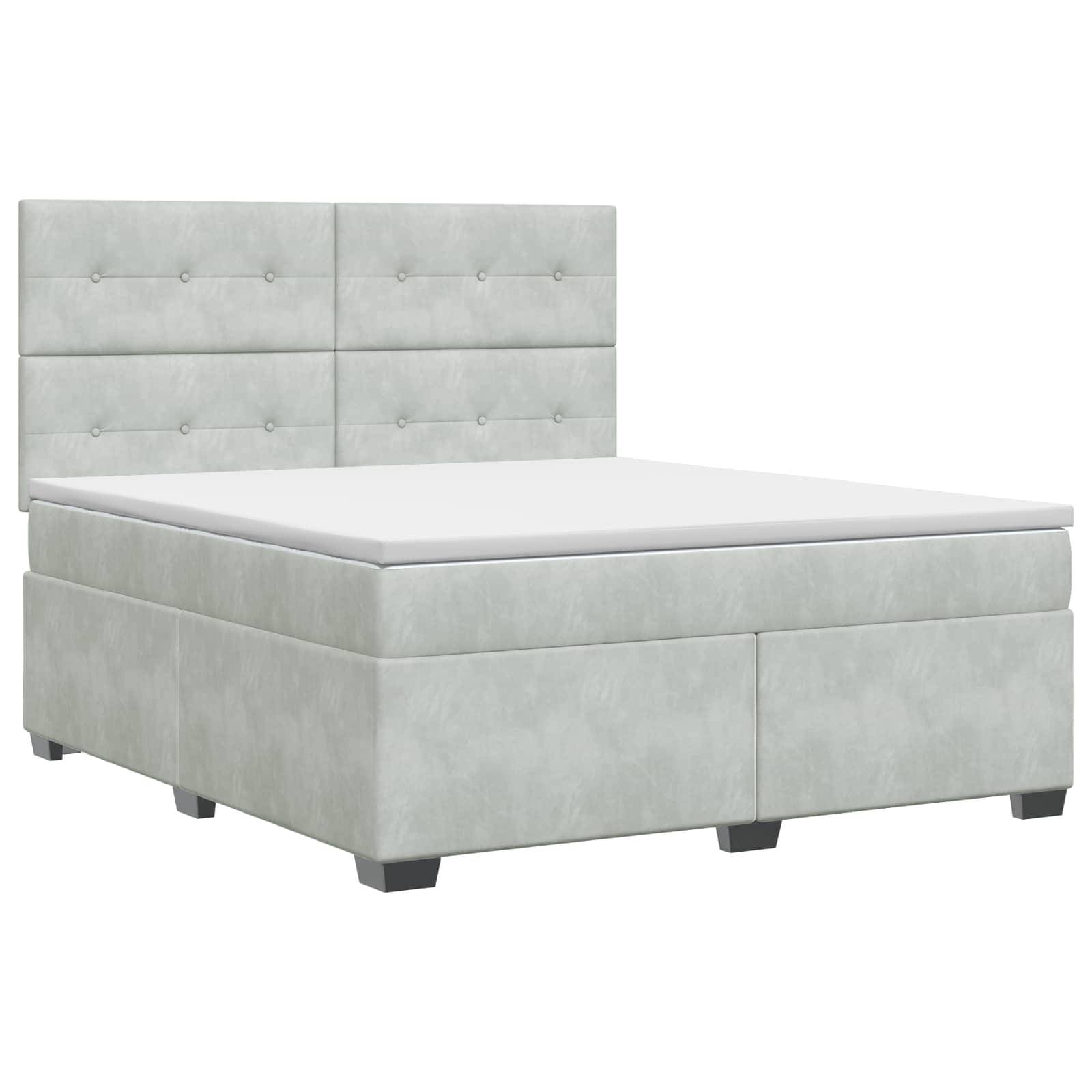 vidaXL Boxspringbett mit Matratze Hellgrau 180 x 200 cm Samt