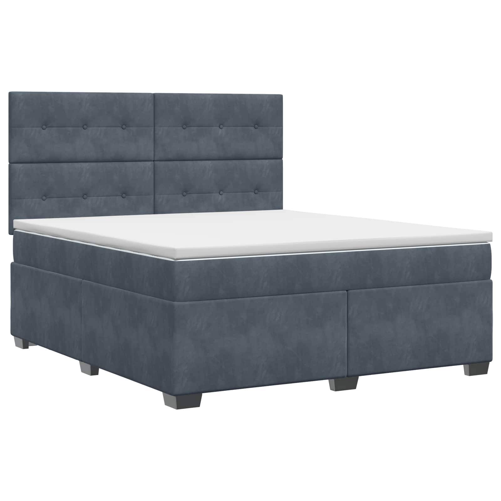 vidaXL Boxspringbett mit Matratze Dunkelgrau 180 x 200 cm Samt