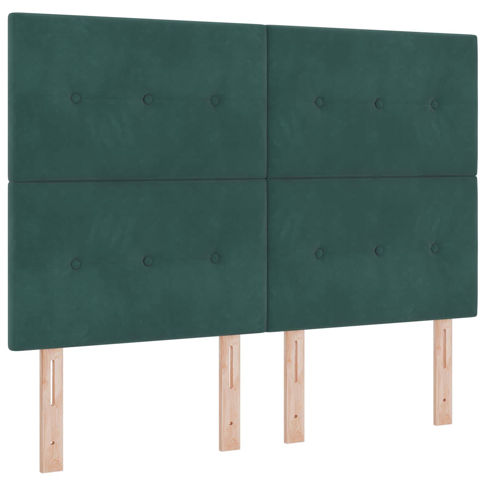 vidaXL Boxspringbett mit Matratze Dunkelgrün 140 x 190 cm Samt