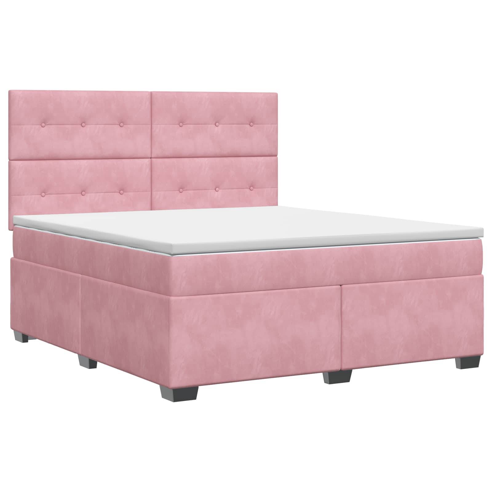 vidaXL Boxspringbett mit Matratze mit Kopfteil Rosa 140 x 200 cm Samt