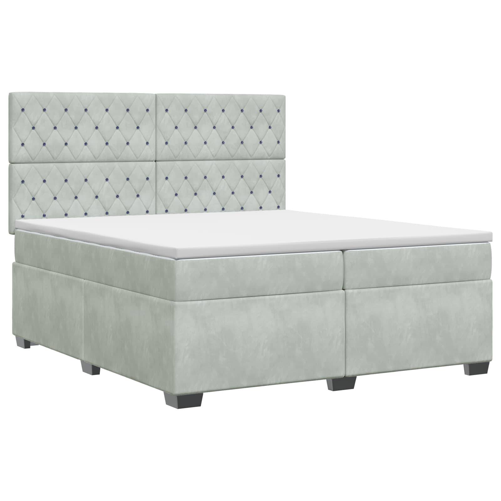 vidaXL Boxspringbett mit Matratze Hellgrau 200 x 200 cm Samt