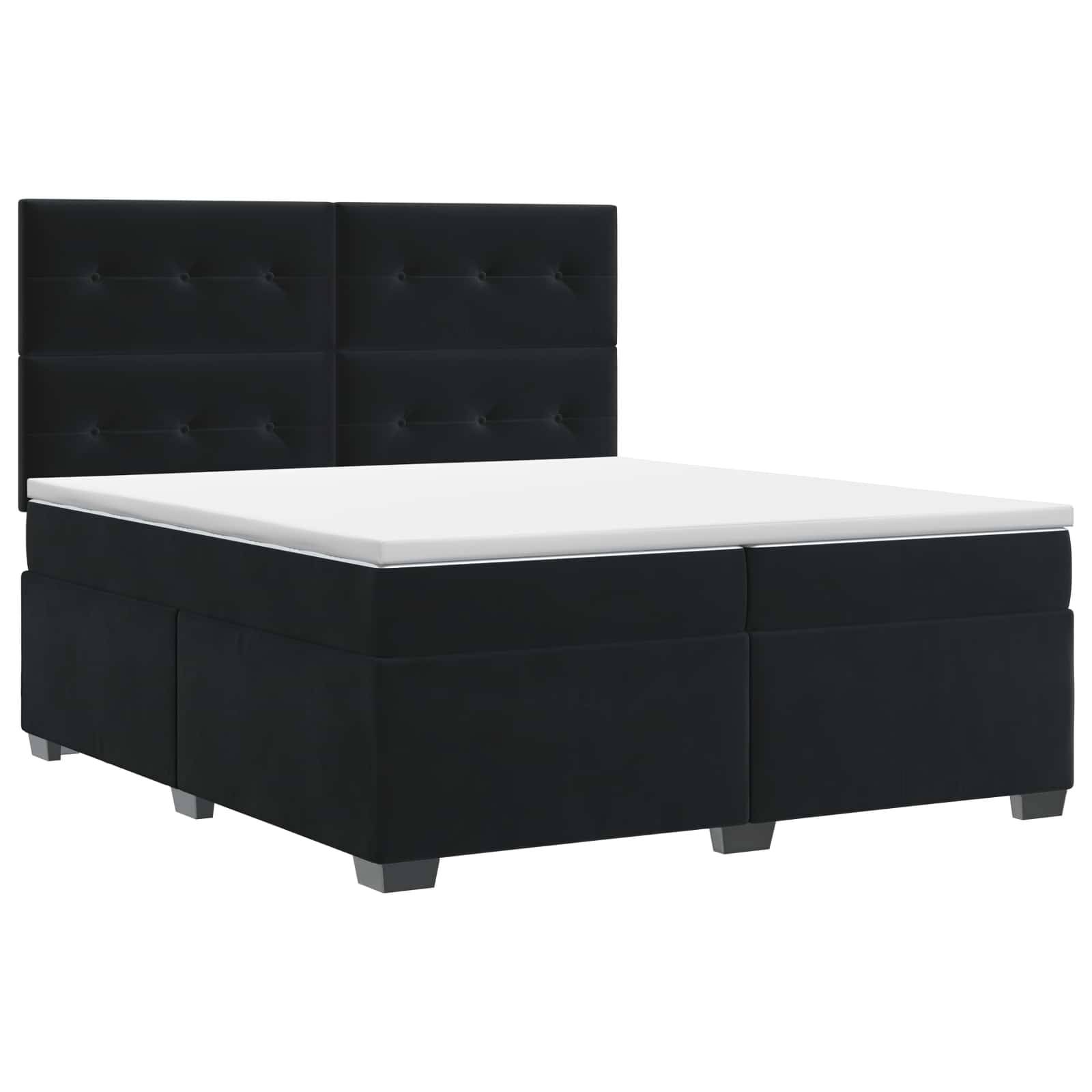 vidaXL Boxspringbett mit Matratze Schwarz 200 x 200 cm Samt
