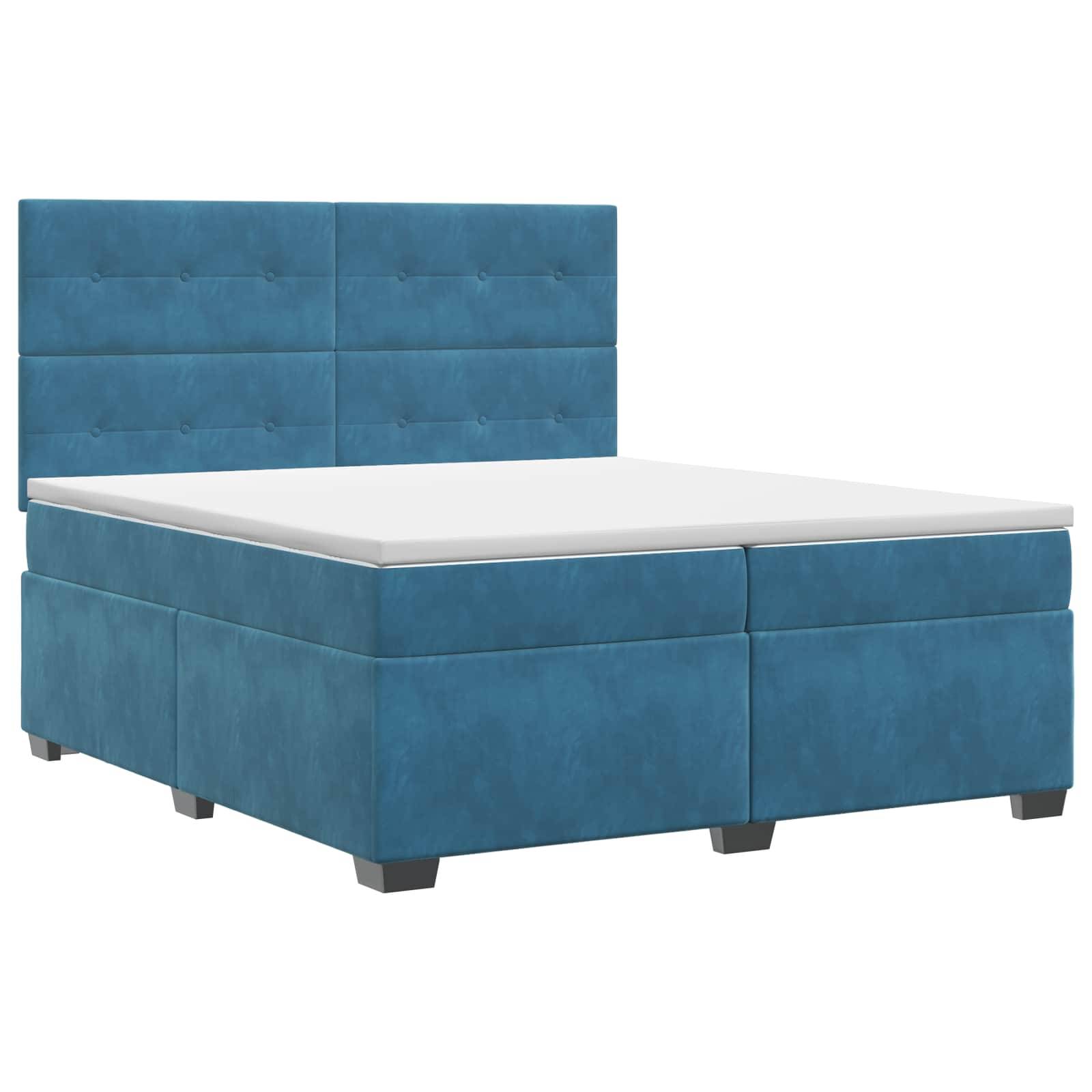 vidaXL Boxspringbett mit Matratze mit Kopfteil Blau 200 x 200 cm Samt